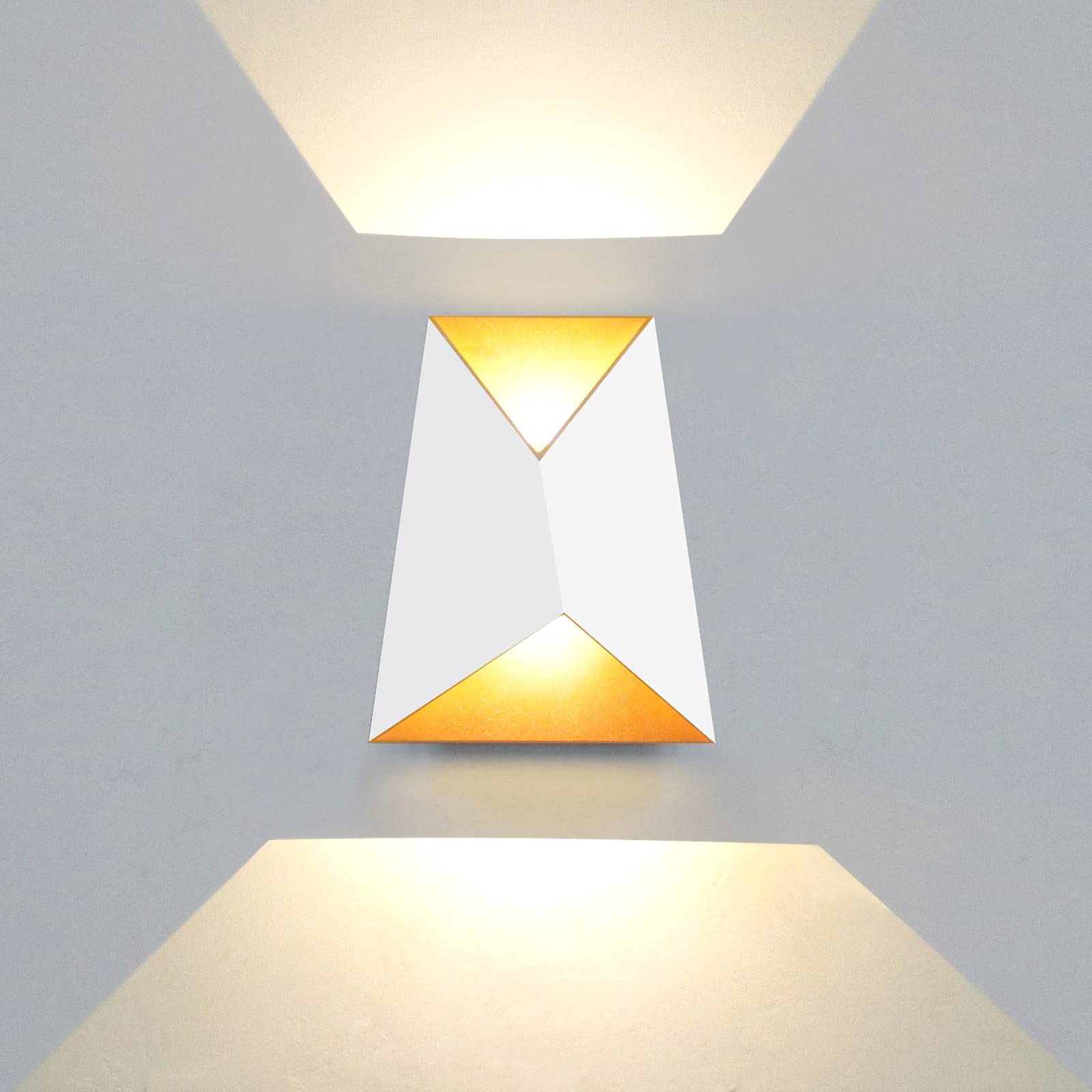 KawellCreative 10W Modern LED Wall Sconces Up Down Waterproof IP65 LED Wall Light Art Decor LED Wall Lamp Indoor Outdoor for Bedroom Bathroom Living Room Corridor Stairs Porch, Warm 3000K