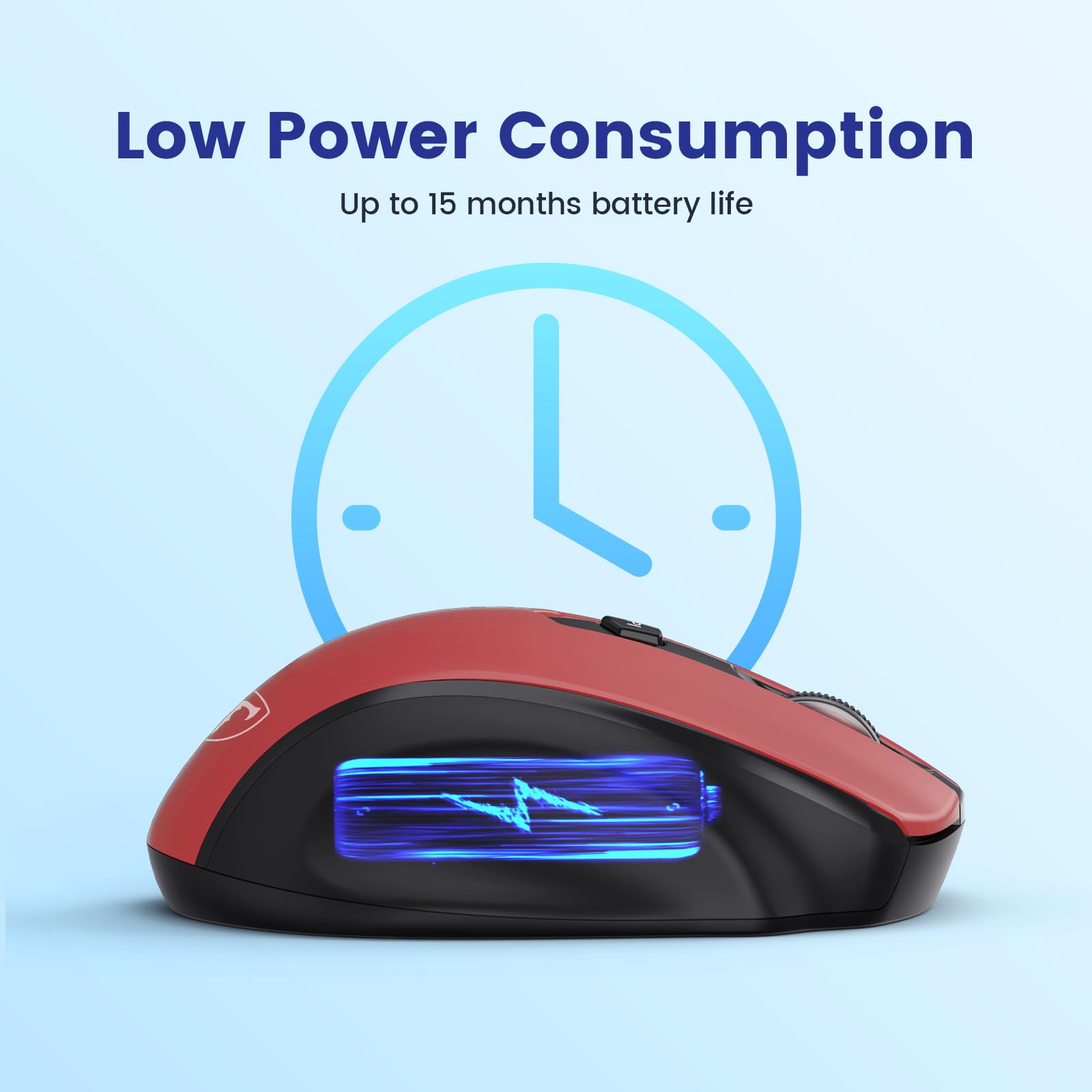 HOTWEEMS Mouse senza fili ergonomico per laptop, mouse senza fili USB 2.4G - Rosso | Mouse portatile D-09 a 5 livelli, 2400 DPI, 6 pulsanti, batteria da 16 mesi, per PC, Mac, Chromebook HOTWEEMS