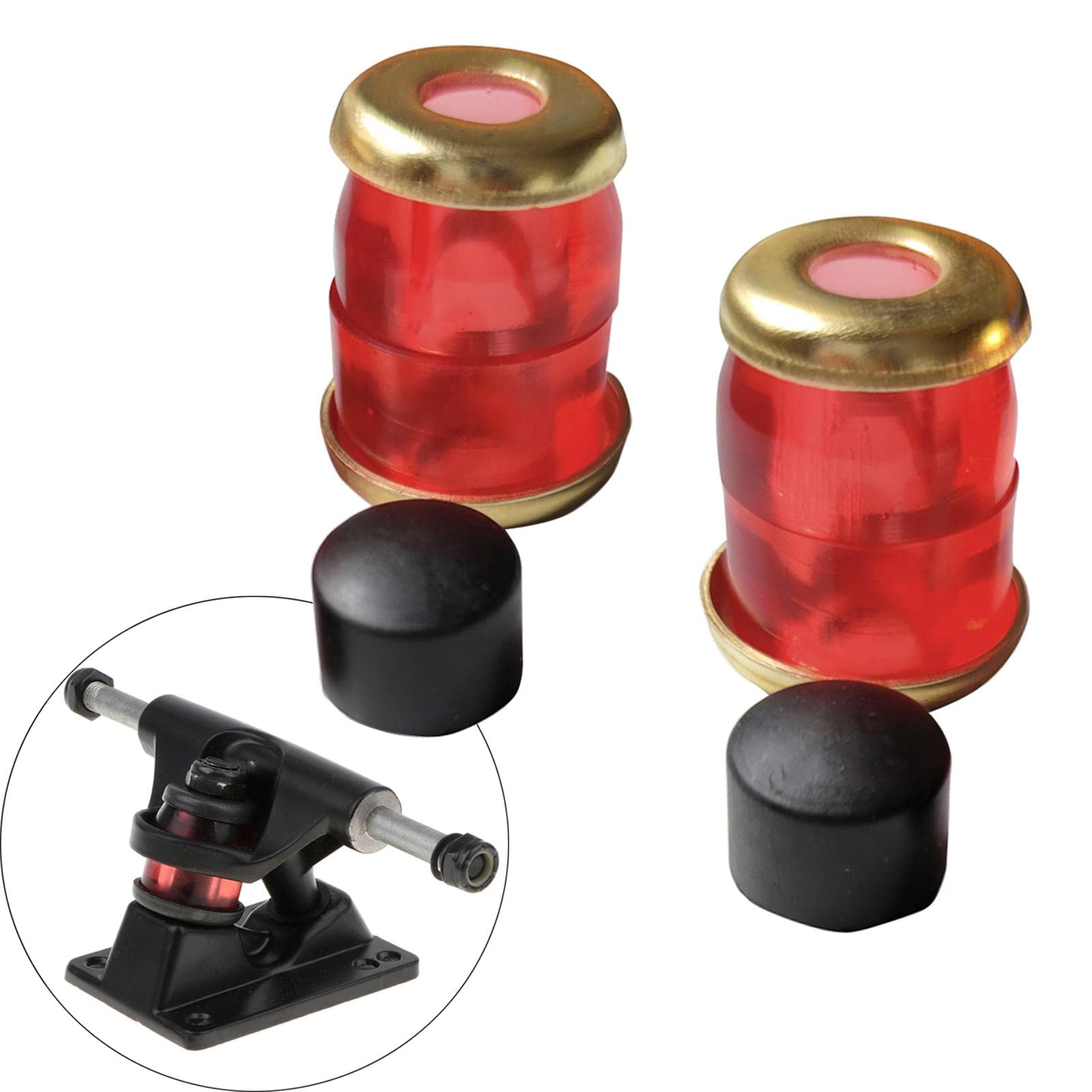 4 Piezas Bujes de Ejes de Skateboard 90A + Bujes Superiores E Inferiores + Arandelas de Amortiguación + Copas Cónicas Y Cilíndricas de PU Ade