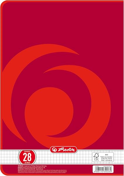 herlitz Schulheft A4, 32 Blatt, Lineatur 28, kariert mit Doppelrand, 5 Stück - 4