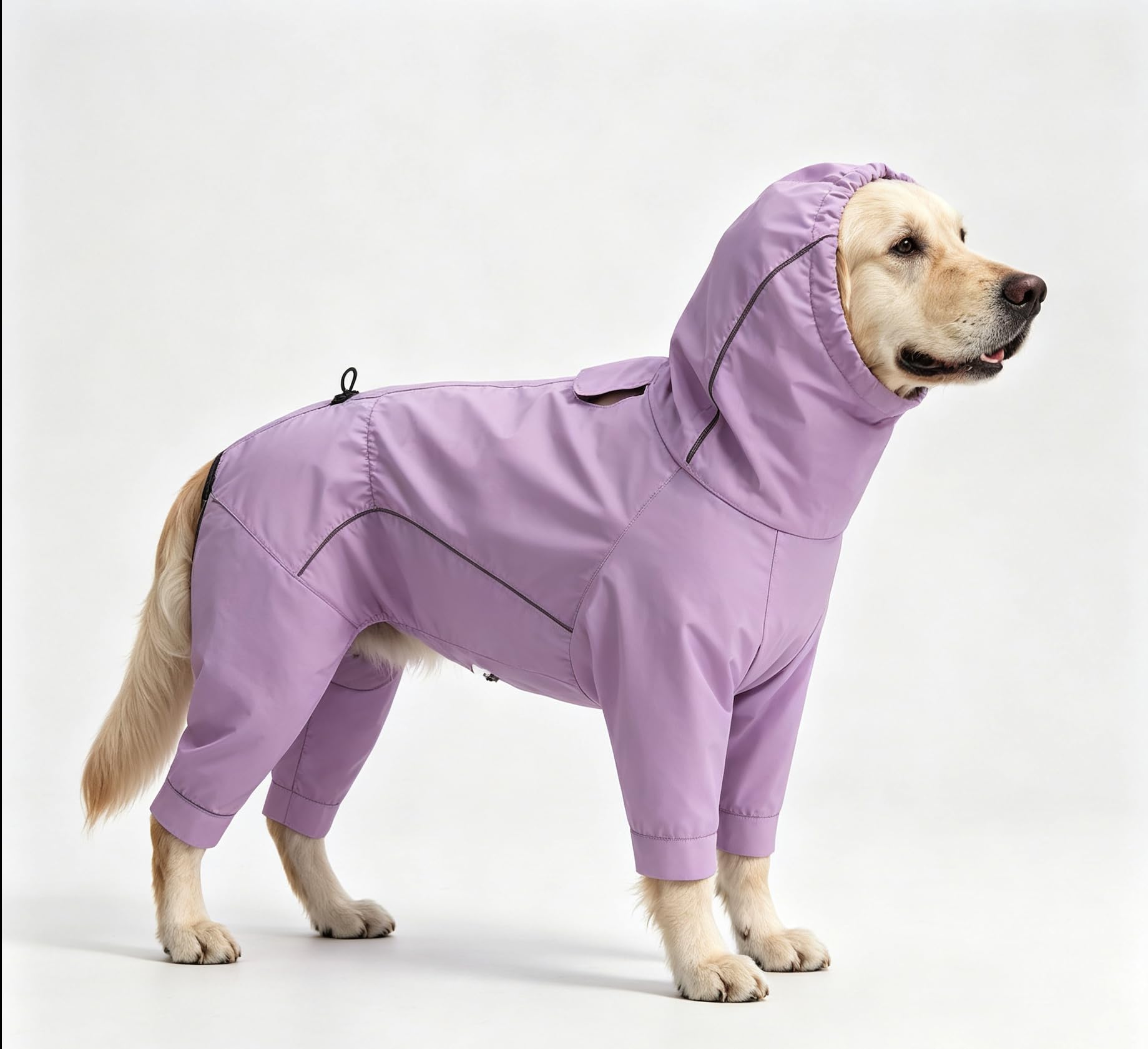 Waterproof Dog Windbreaker, Reflective Outdoor Dog Rain Jacket（Purple,L)