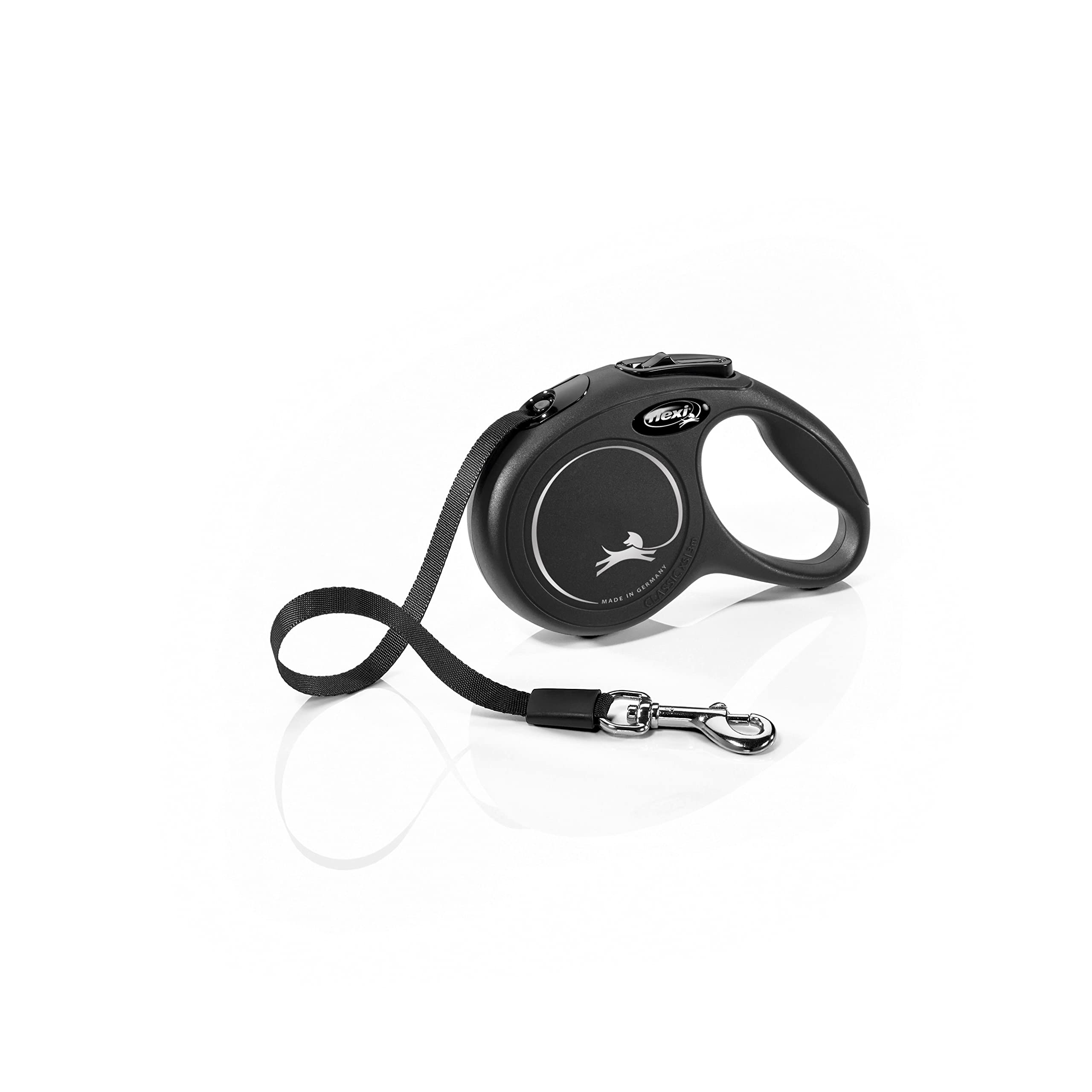 flexi Classic XS Gurt 3 m schwarz – Roll-Leine für Hunde bis 12 kg