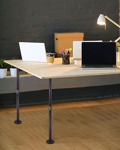 Miniatura 6 de MUZIK Juego de 4 patas de mesa de tubo industrial, patas de base de hierro para mesas auxiliares y mesas auxiliares, escritorios, mesitas de noche,