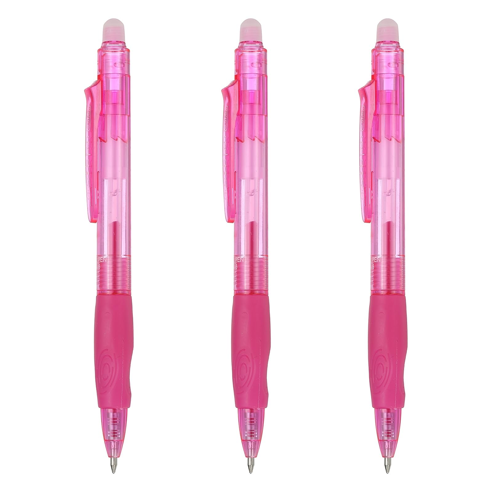 PATIKIL 3Pcs Erasable Gel Pens, 0.5mm Retractable Fine Point Heat Erasable Marking Pen Smooth Writing Fabric Markers for Sewing Drawing Writing Planner, Light Pink Ink