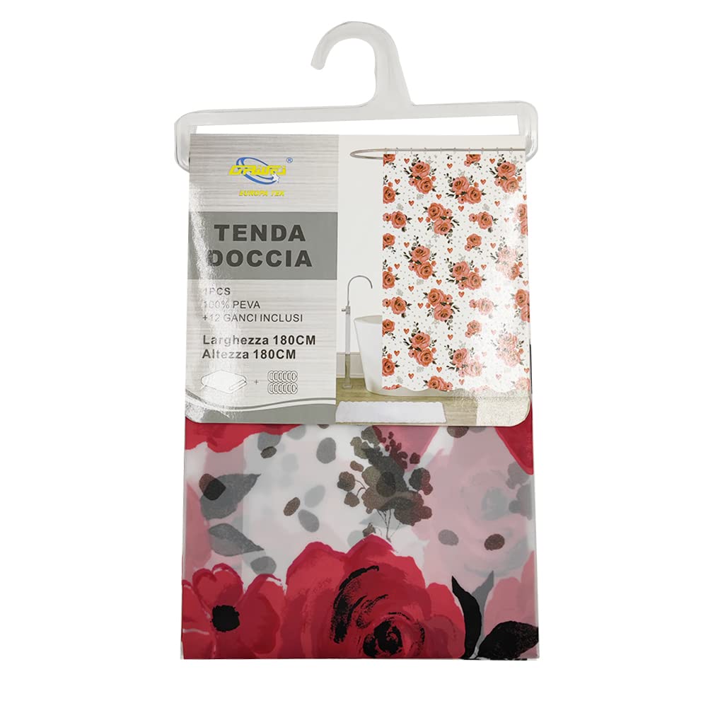 Tenda Doccia Antimuffa Impermeabile - Verde Bamb&ugrave; 180x180 Cm Con 12 Ganci - 100% Poliestere