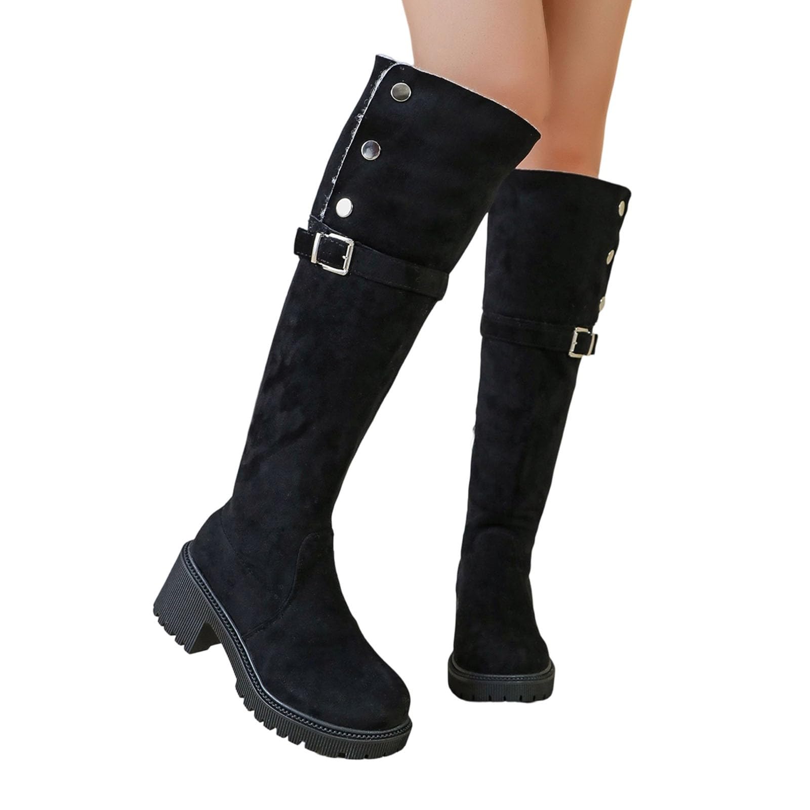 Botas de Invierno Mujer Botas Altas tacón Grueso Estilo Western, Montar Altas para Mujer.