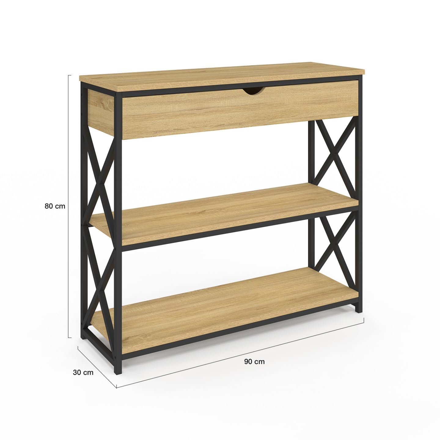 IDMarket - Console 1 tiroir Wayne 2 étagères Design Industriel