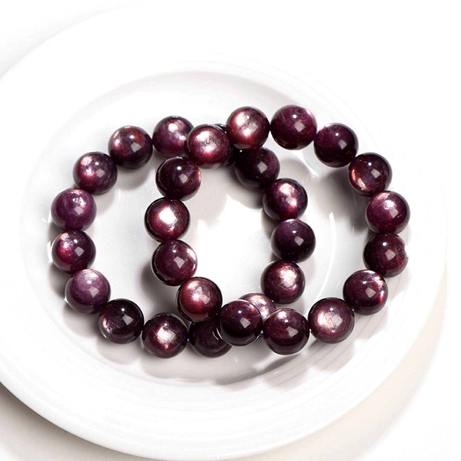Bracciale in Cristallo Naturale Occhio di Gatto con UVA Viola - Bracciale Elasticizzato per Donna Uomo Guarigione Reiki Pietra energetica Gioielli Bracciale Chakra Fatto a Mano,7~7.8mm