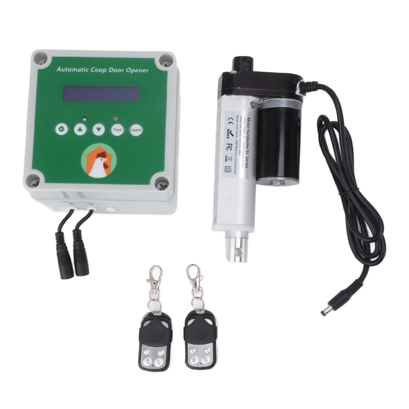 Jeffergarden Kit Apriporta Automatico per Pollaio, Tempo Programmabile Attuatore per Porta Elettrica per Pollaio Set di Regolazione Libera da 100 a 240 V per Fattoria (Spina UE)