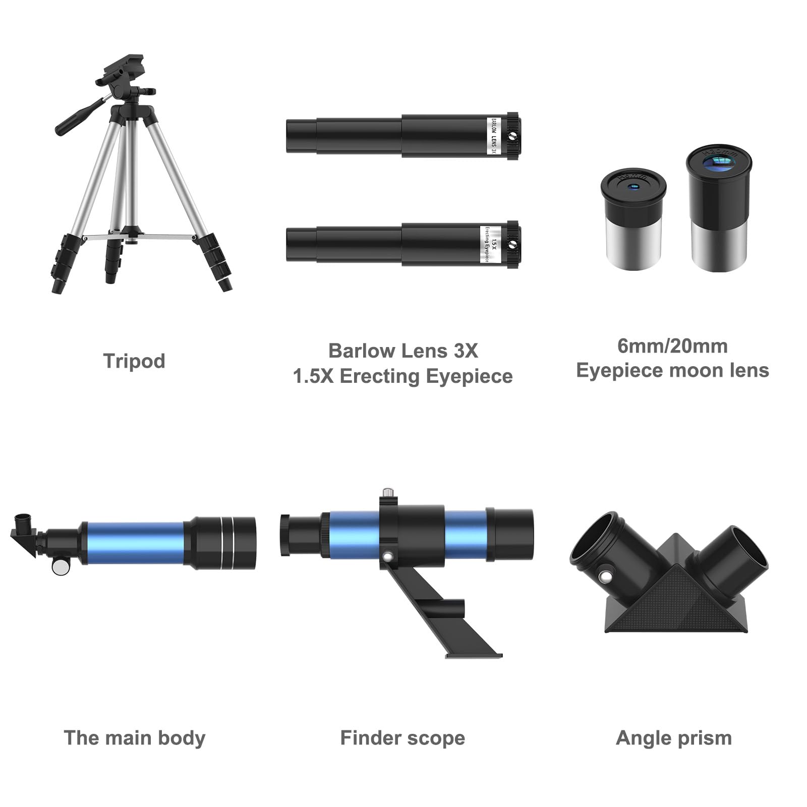 Telescopio Astronomico Bambini Adulti Principianti, 40070 mm Telescopio Rifrattore Portatile con Treppiede Regolabile e Mirino, Facile da Montare e da Utilizzare, Regali per Bambini
