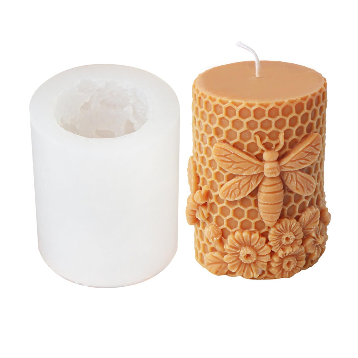 Stampo per Candela in Silicone a Nido d'Ape, Forma 3D per Candele di Cera d'Api e Sapone (B)
