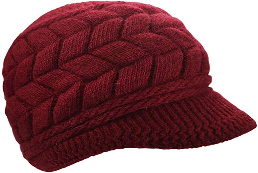 Bonnet D'hiver Chaud Pour Femme, Bonnet De Neige Chaud En Tricot De Laine Doublée En Polaire Chaude, Visière Chaude Pour Femme WS-H21