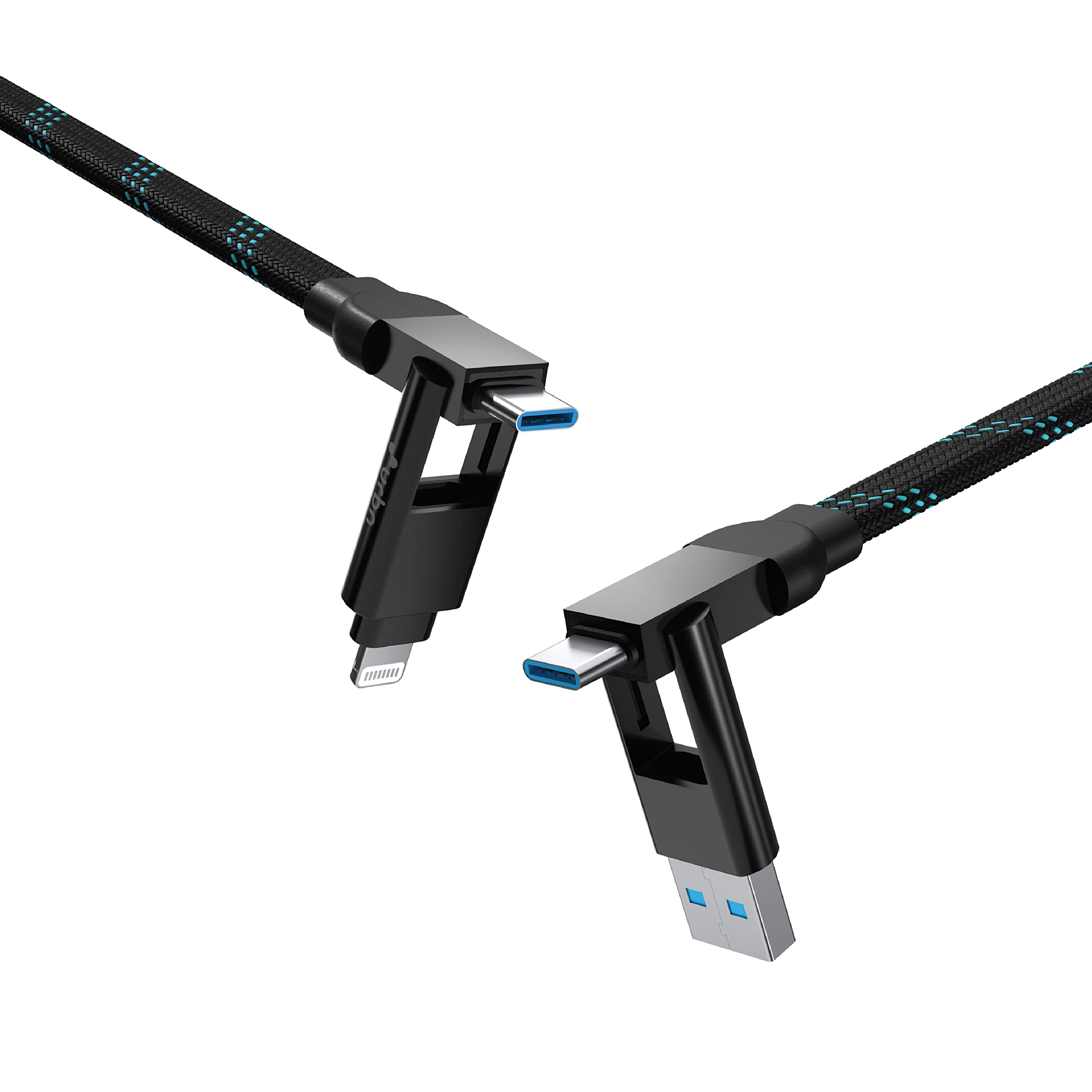 URBN 4 in 1 Quad Cable | 100W PD | Apple MFi Certified Type C to Lightning|USB to LTG|Type C to C|Flat Cable|Made for Mobiles & Laptops|Charge Macbook & other supported devices - 4 Feet (Blue) (B0B4JJDYGJ) Amazon Price History, Amazon Price Tracker