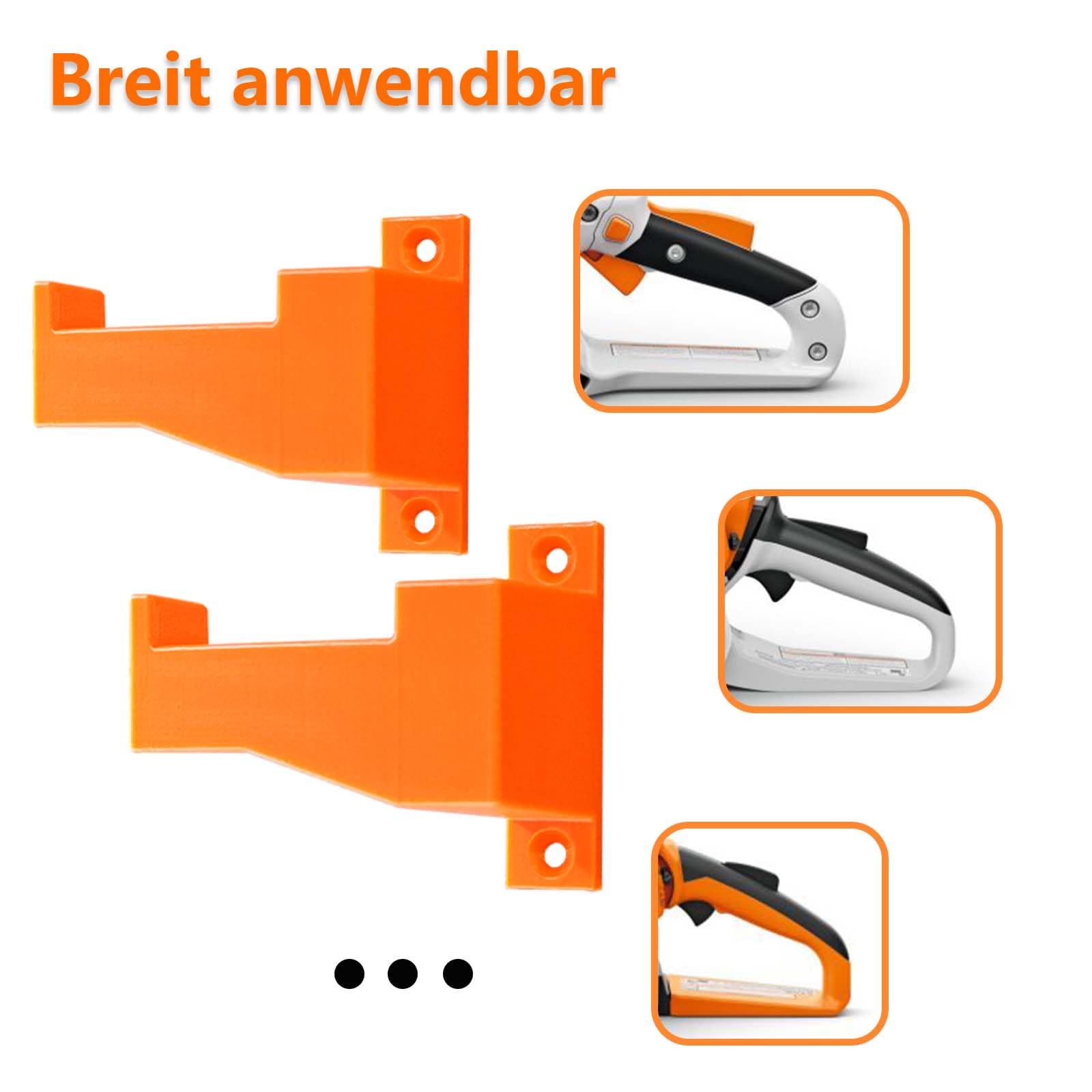 2 Stück Verstärkte Motorsägenhalter passend für Kettensägen (z. B. MS-Serie 170 180 211), Hochfeste Motorsägen Wandhalterung, Orange, Inkl. 4 Edelstahlschrauben