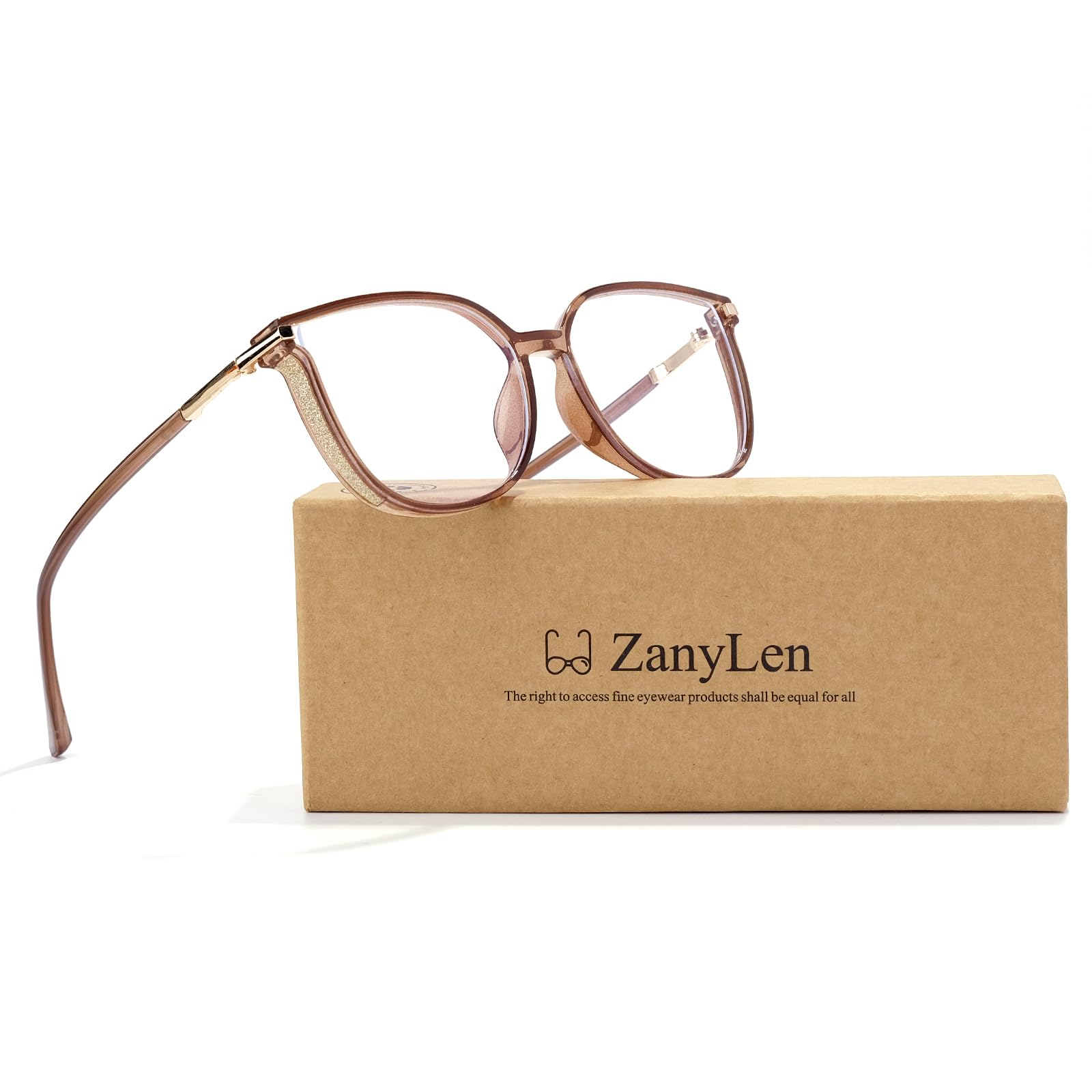 ZanyLen Medium Blue Light Glasses For Woman Computer/Game/TV/Mobile Phone Glasses Blue Light Blocking Glasses Fashion Women Eyeglasses(Champagne)