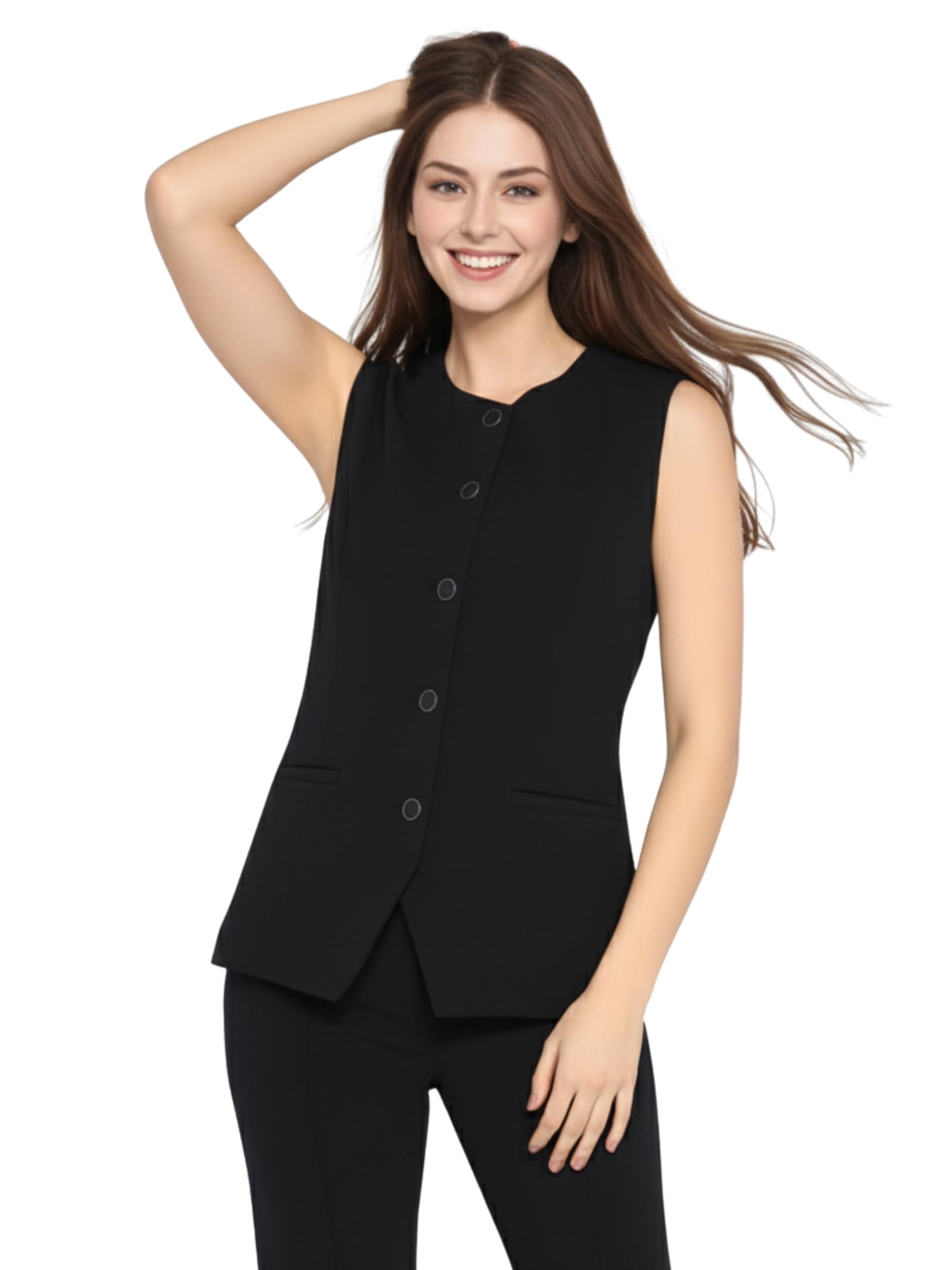 Women’s Waistcoat – Stretchable Lightweight Sleeveless Vest with 2 Pockets, Ideal for Office, Casual, Formal, Party & Wedding