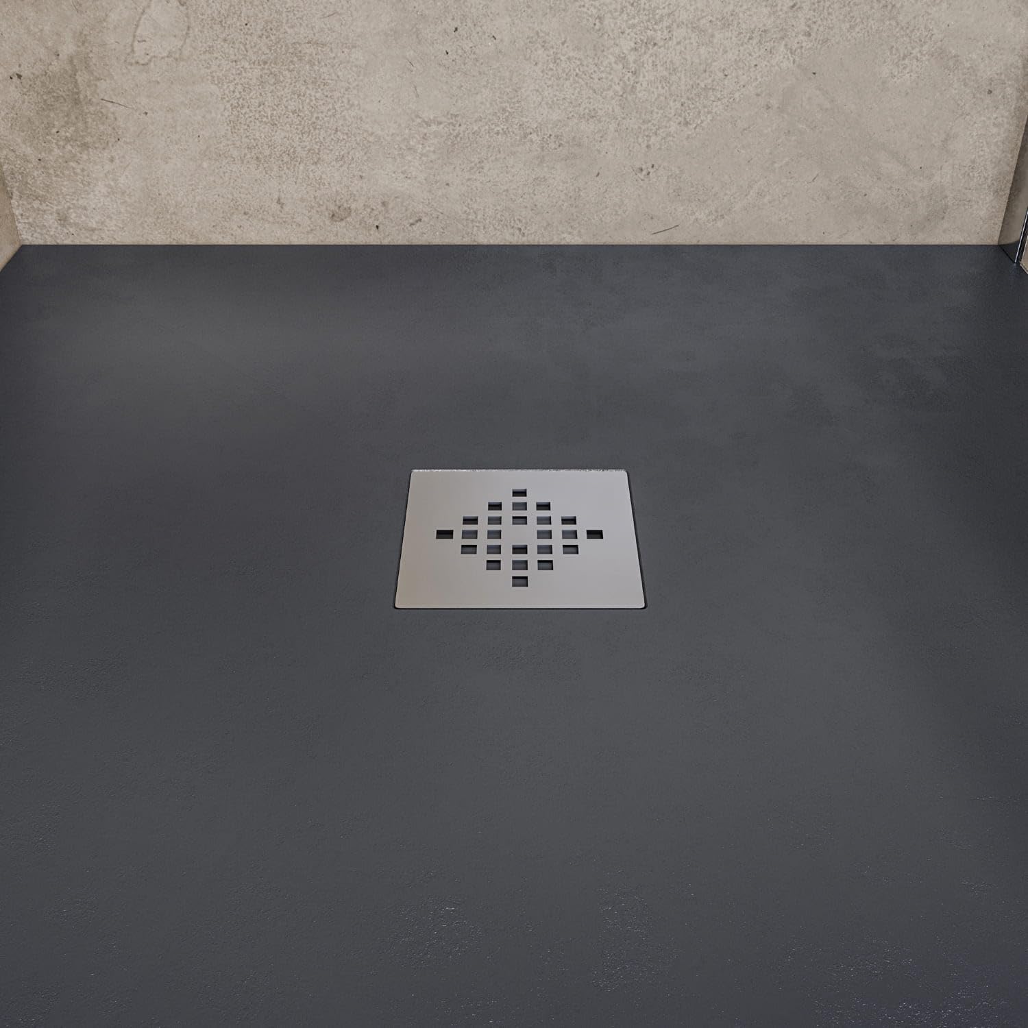 SOULHOME Brodzik prysznicowy– Żywica– Gel Coat– Gładka/Kamienna tekstura – Antypoślizgowy – Kolor antracytowy – 130x100- Niski 3 cm– Z dodatkowym syfonem – Standard
