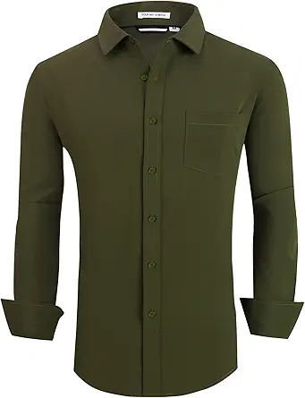 Alex Vando Mens Dress Shirt Wrinkle Free Regular Fit 4-Way Stretch Button Down Shirts