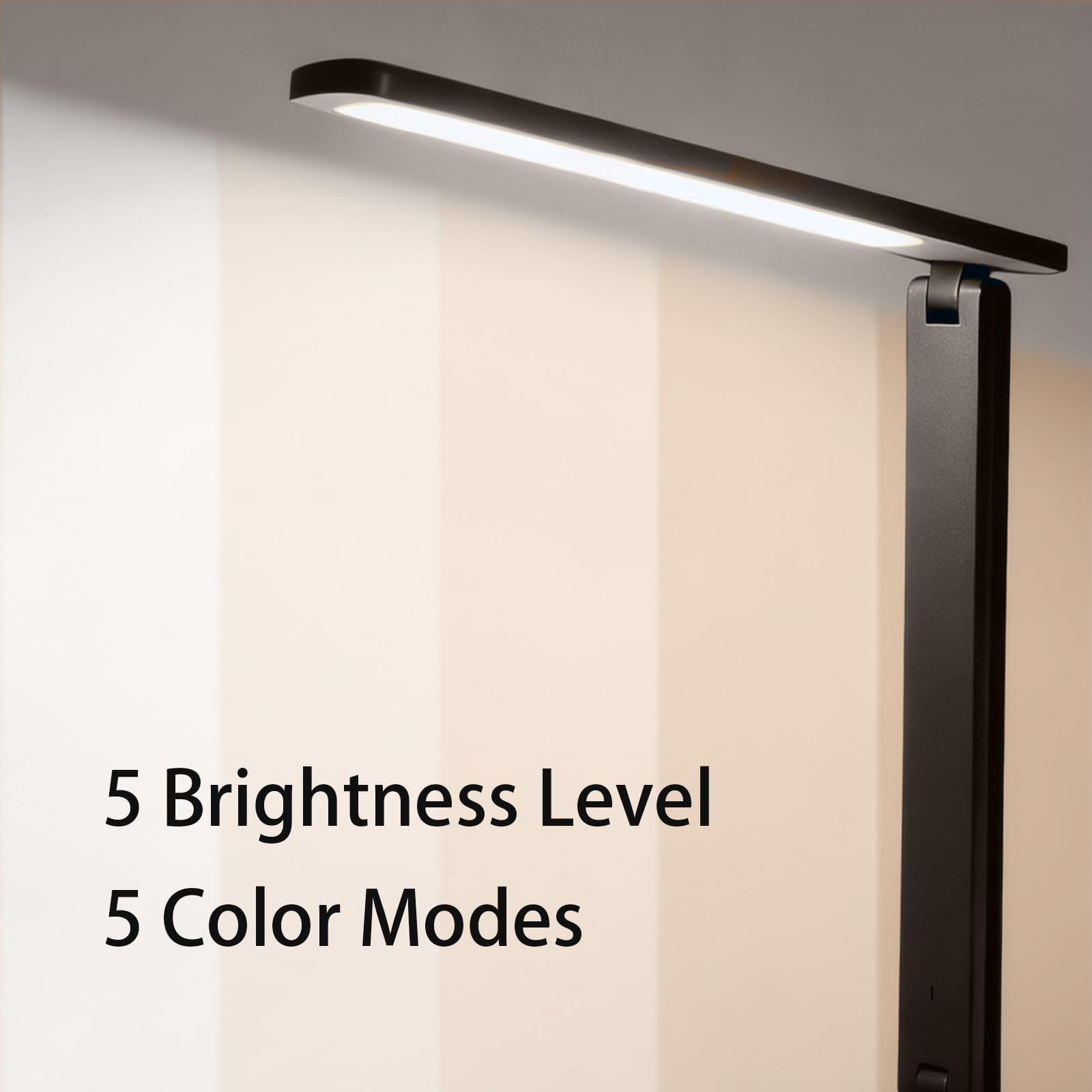 Schreibtischlampe, LED-Lampe mit USB-Ladeanschluss, Touch-Steuerung, 5 Farbmodi, 5 Helligkeitsstufen, augenschonende Tischlampe, LED-Leuchten für Schlafzimmer, Zuhause, Büro, Schwarz