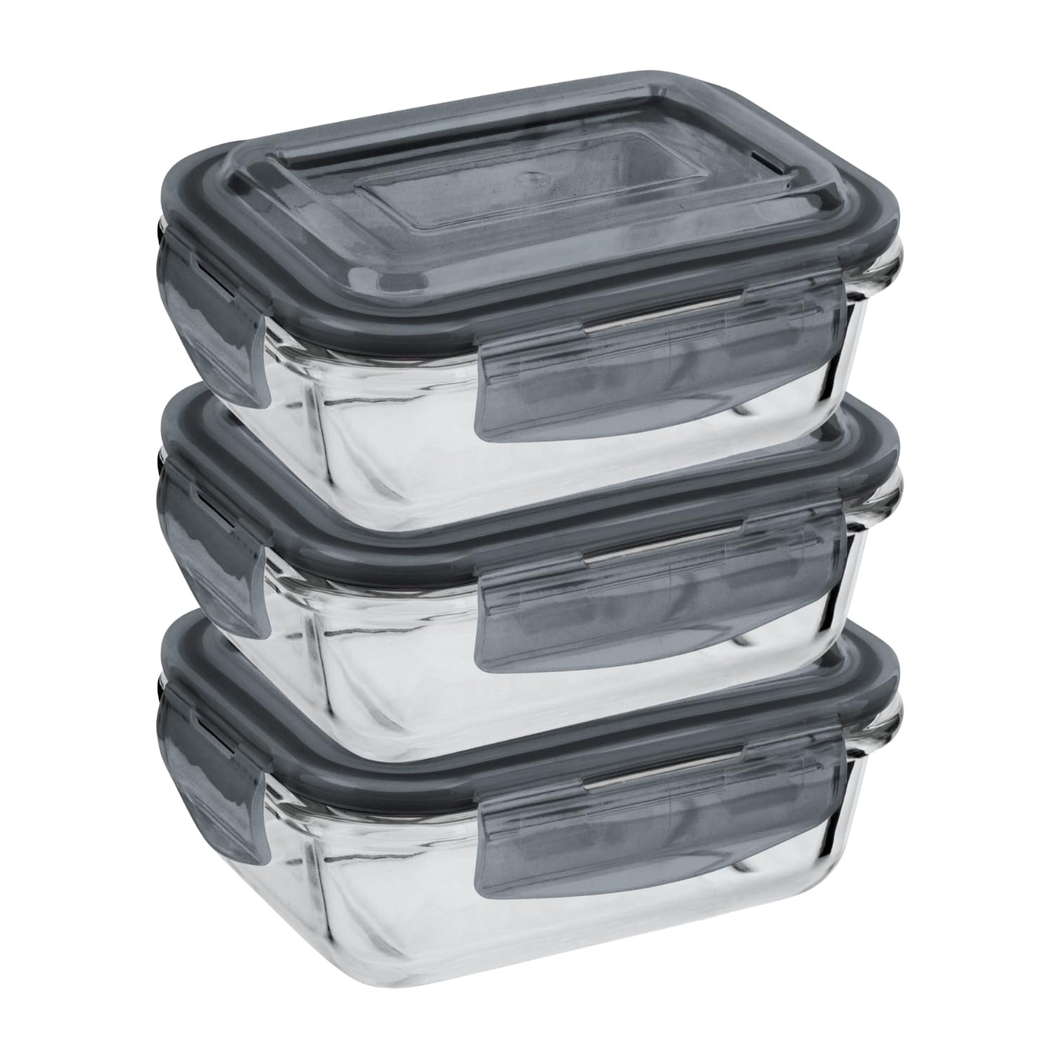 Homeshopa.com 3 Pack Homeshopa Airtight Glass Food Storage Container, 1600Ml Bpa-Free & Leak Proof Silicone Seal Plastic Lids, Freezer To Oven Safe, Glass Meal Prep Takeaway Lunch Boxes