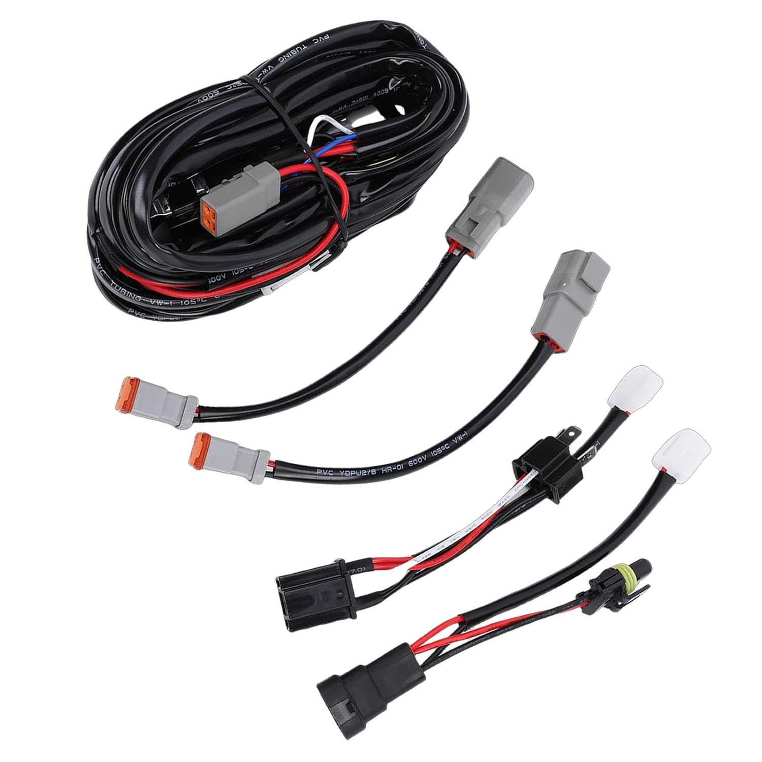 High Beam Light Wiring Kit, Double Connector Wiring Harness, Plug and Play Cable with Stable Power, Ideal for Driving Lights Vehicles