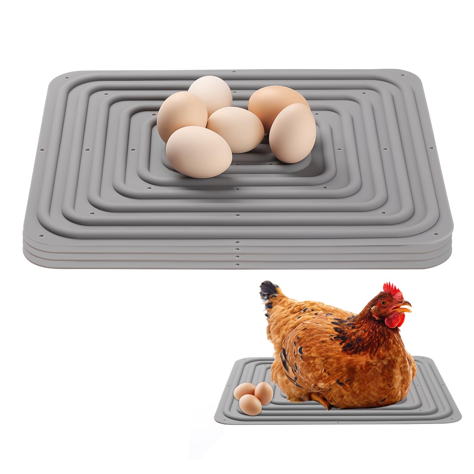 Azonee 4 Pcs Silicone Chicken Nesting Pads, Washable Nesting Pad for Chicken Coop, Gray Nesting Box Pad for Chickens, Silicone Pads for Chicken Nest, Chicken Coop, Chicken Laying Boxes (Gray)