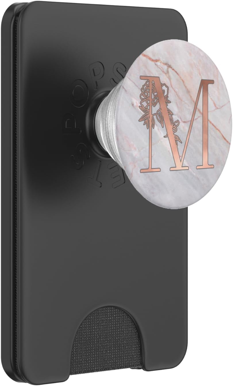Rose Pink Letter M First Initial Monogram AAN118 PopSockets PopGrip: Swappable Grip for Phones & Tablets PopSockets PopWallet for MagSafe