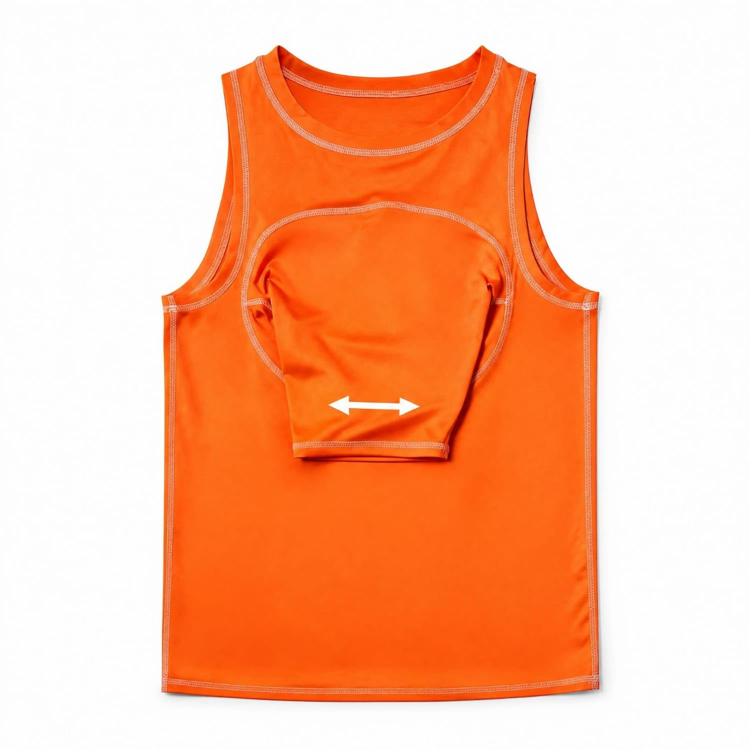 Stretch Material Sleeveless Golf Practice Vest Contrast Stitched Trim One-Sleeve Training Top Fitted Athletic Shape Swing Training Vest Round Neckline for Golfers, Orange, S|Alignment Rods|-image-3