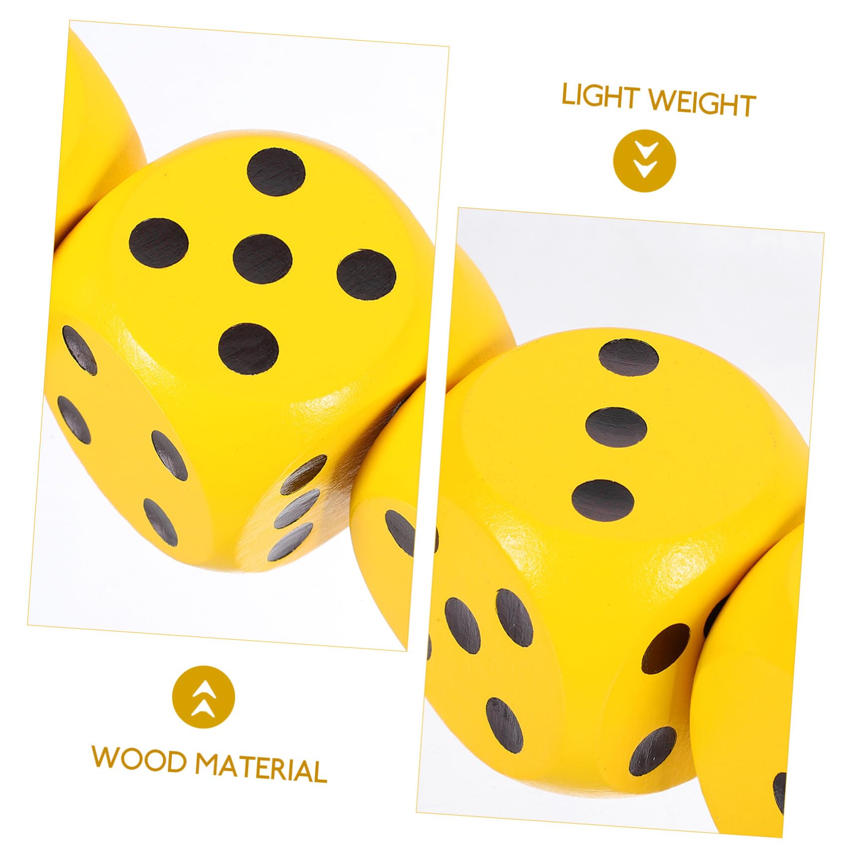 Dés en Bois 4cm, Lot de 3 Pièces, Jaune, pour Jeu de Société