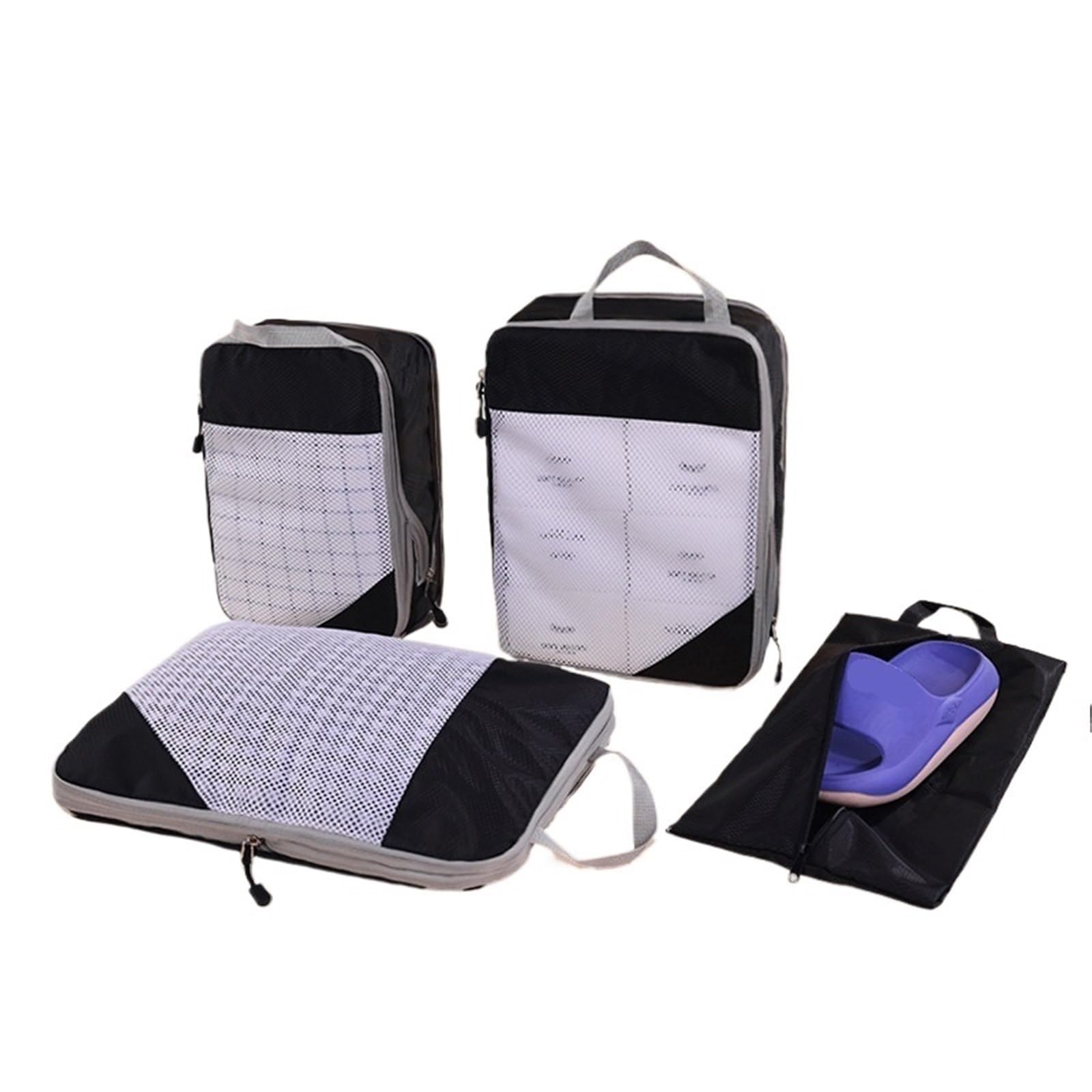 YILWPV 4pcs Set Travel Packing Cubes Space-saving Clothes Socks Compression Organizer Bag Portable Shoe for Travel(Black)