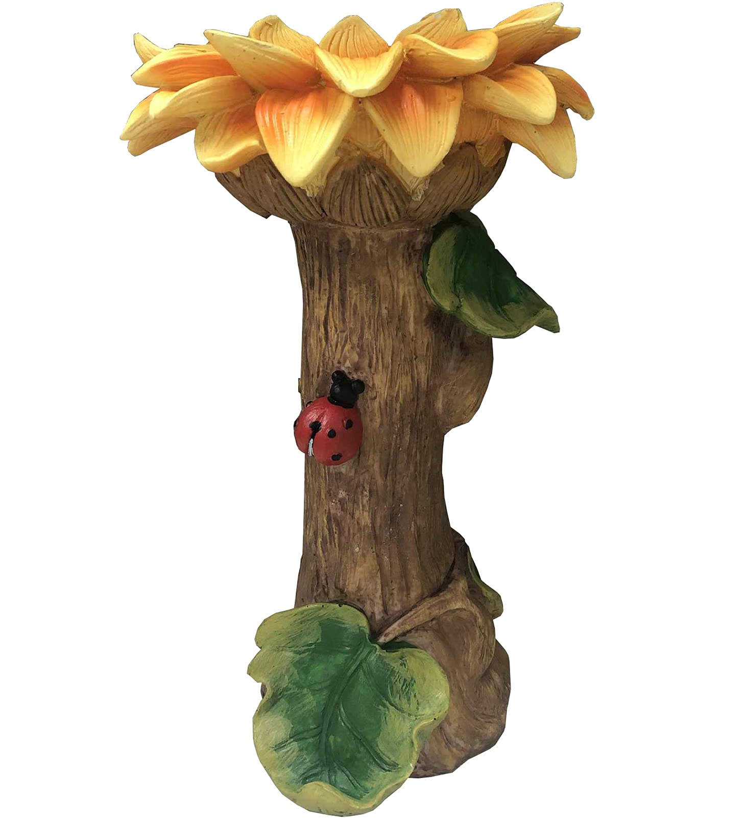 ZHMIAO Garden Sunflower Bird Bath Polyresin, Large Decorative Wild Bird Water Wide Shallow Bowl Ornate Feature for Outdoor Home Garden