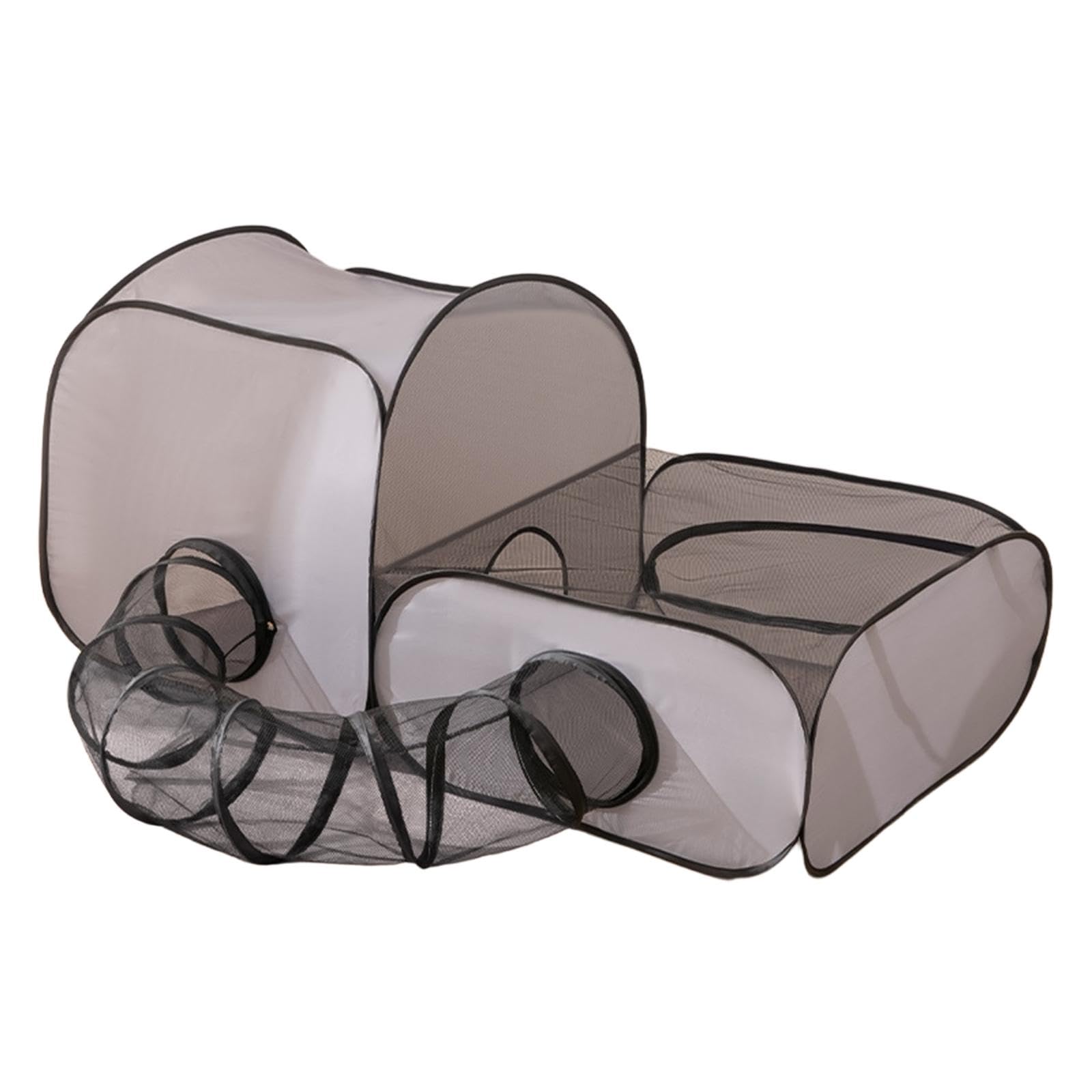 Whtkoph Cat Tunnel Tube Toy 2 in 1 Folding Playing Hut Play Center Comfortable Cage House Tent Tunnel for Indoor Puppy Bunnies Mouse, S