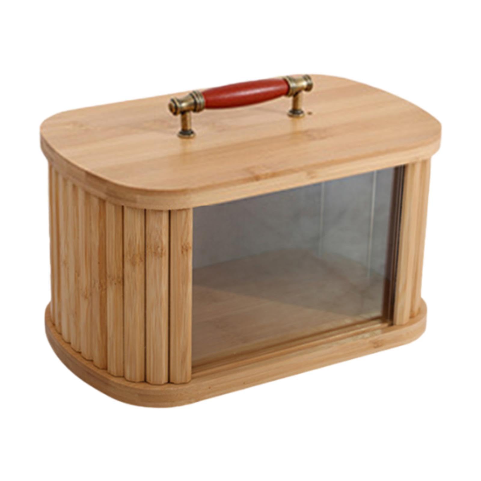 Caja de Madera con Ventana Transparente, Contenedor de Almacenamiento, Caja de Regalo, Cesta de Almacenamiento, Ideal para La Cocina Y Ocasiones, Madera 29cm, Individual