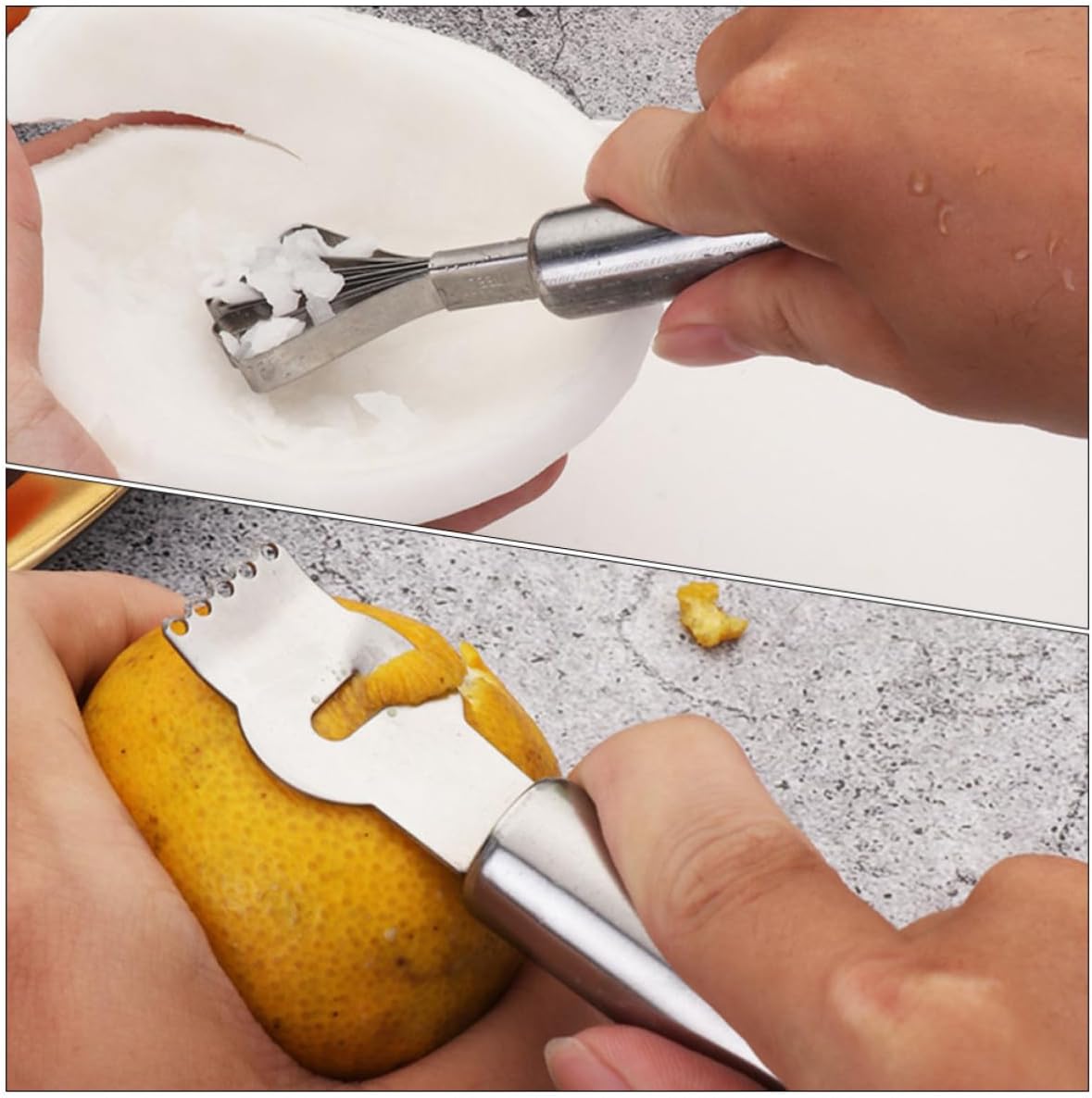 3 Pcs Stainless Steel Zester Grater for Lemon and Coconut, Silver