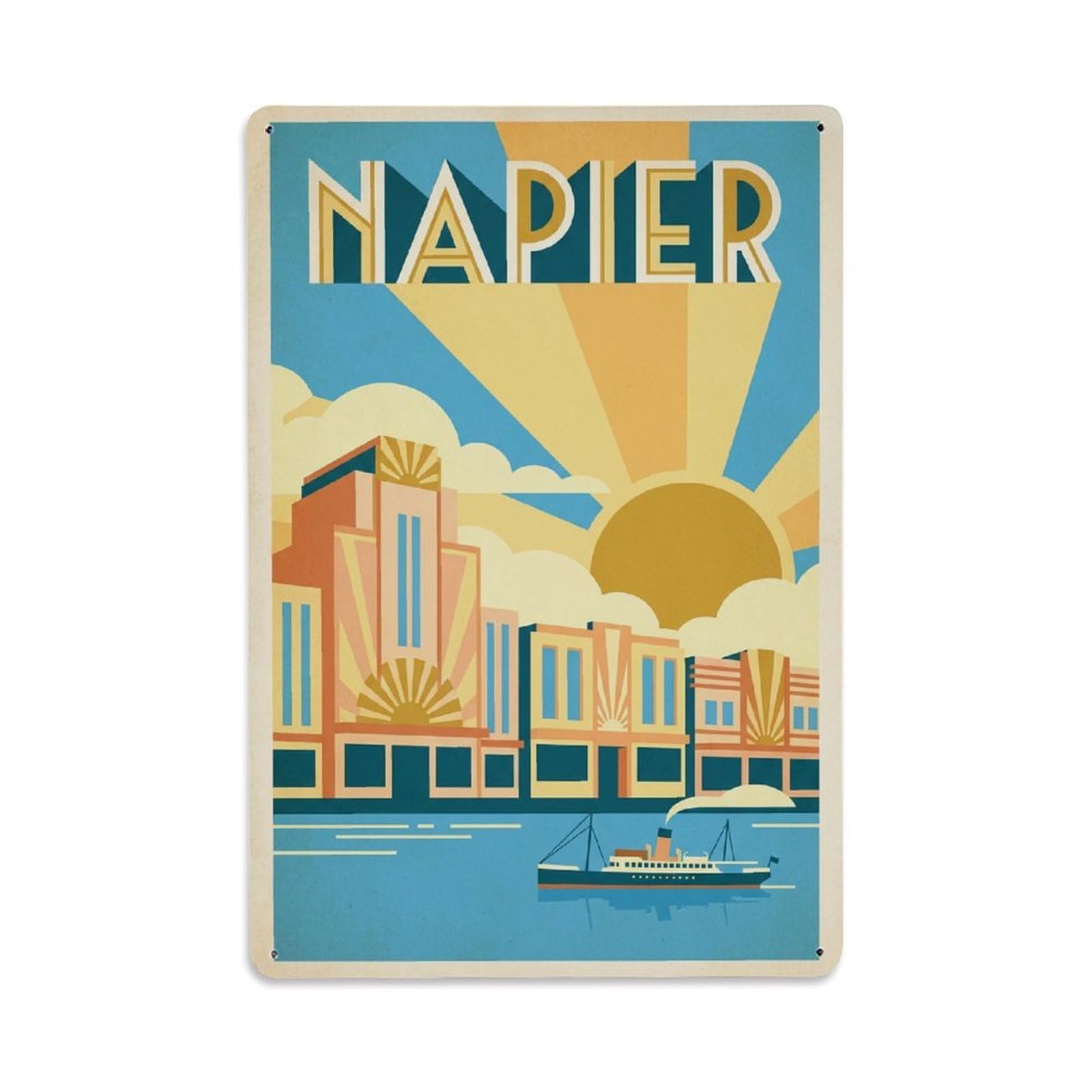 Metal Tin Sign Travel Retro New Zealand Napier