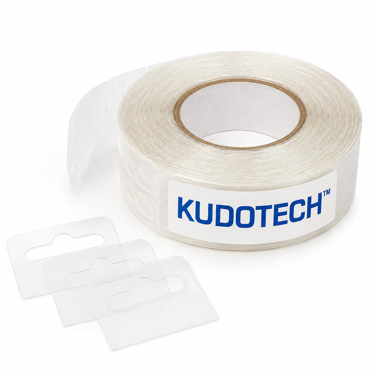 KUDOTECH 500 Clear Sticky Euro Hook Hang Tabs 41x32mm Strong Adhesive Set