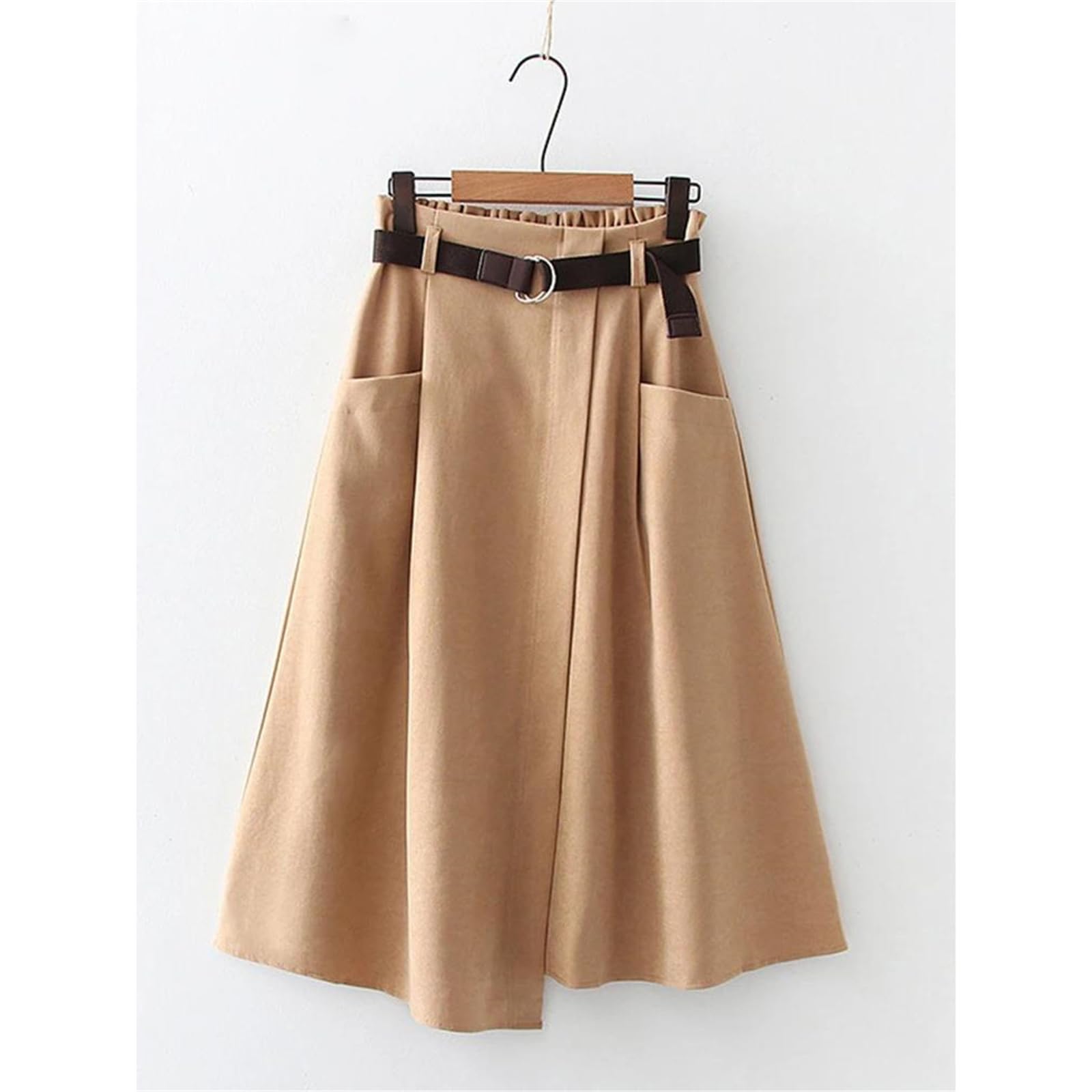 Donne Estate Moda Tinta unita Vita Alta Casual A-Line Mid-Polpaccio Irregolare Gonne Femminile