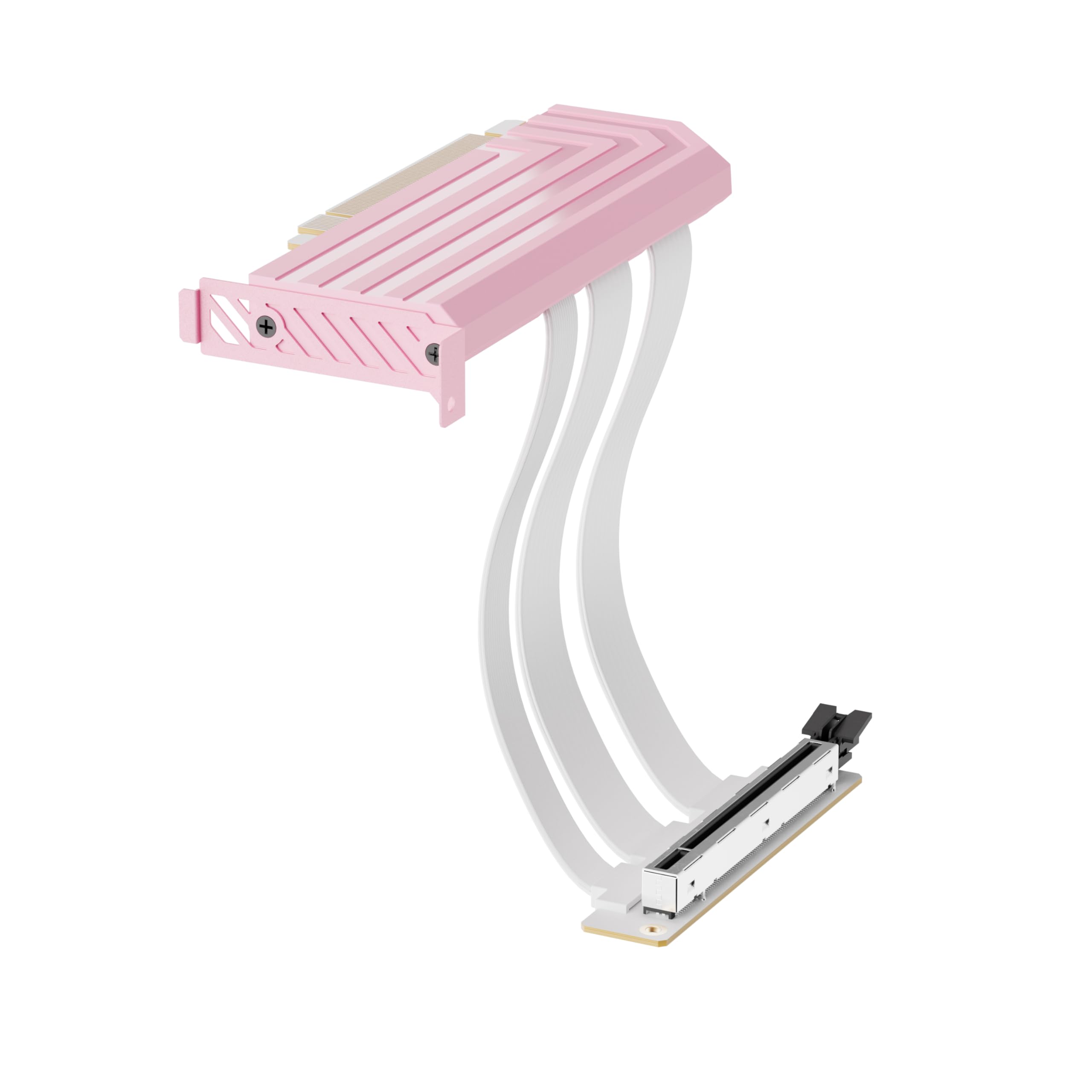 Hyte PCIe 5.0 Hyper Riser - Cable Elevador Vertical PCI Express Gen 5.0 con Ranura de Metal Reforzada, Leche de Fresa (Rosa)