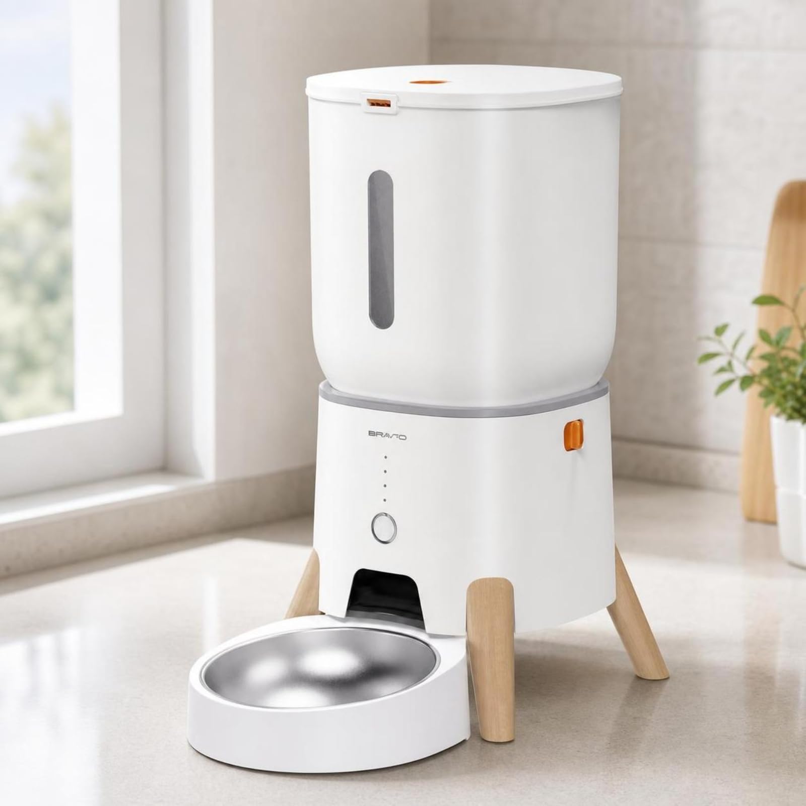 Mangiatoia Intelligente con Ciotola Automatico Mangiatoia Automatica Igienico Distributore di Cibo con Ciotole per