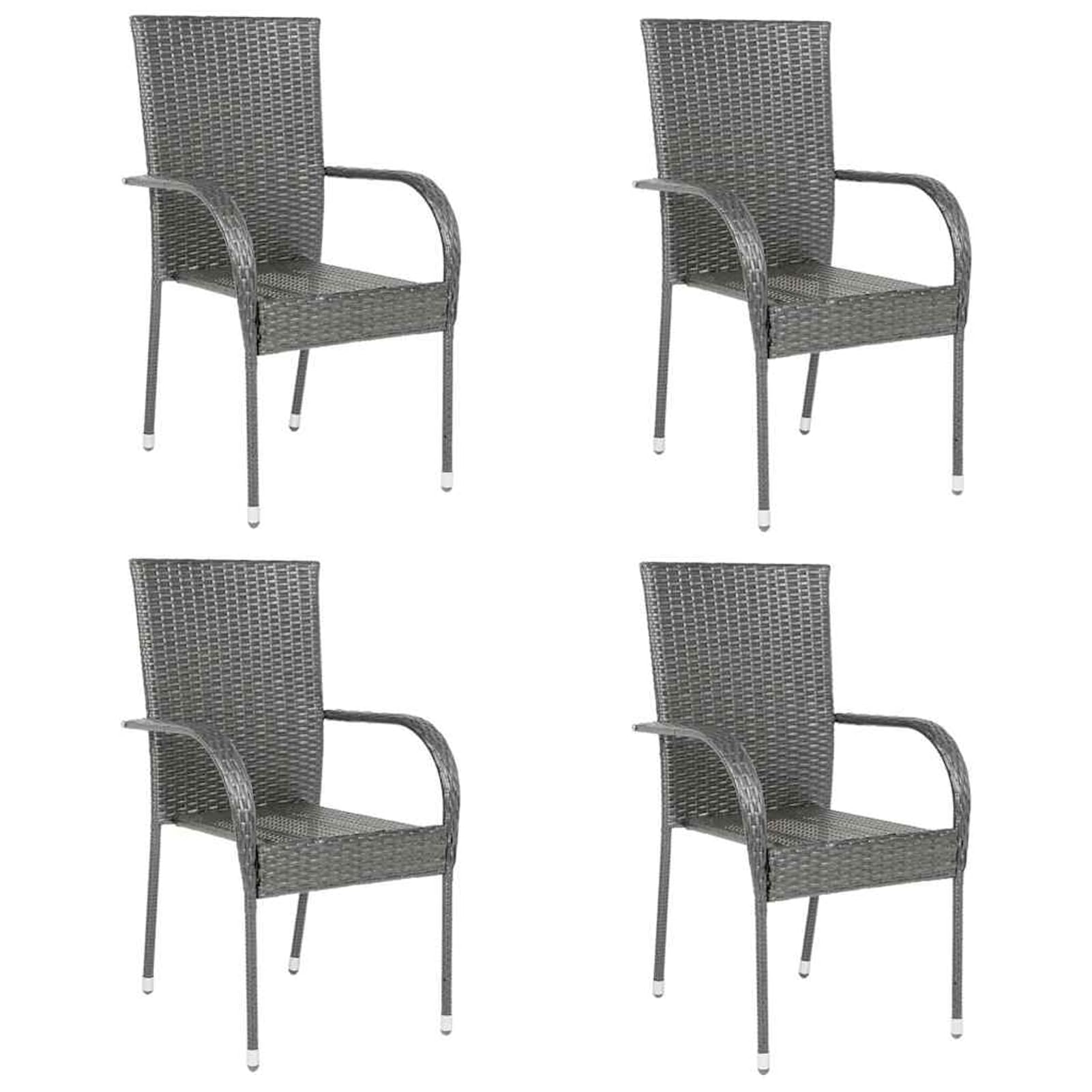Chaise en rotin synthétique tressé haute résistance grise Homgoday
