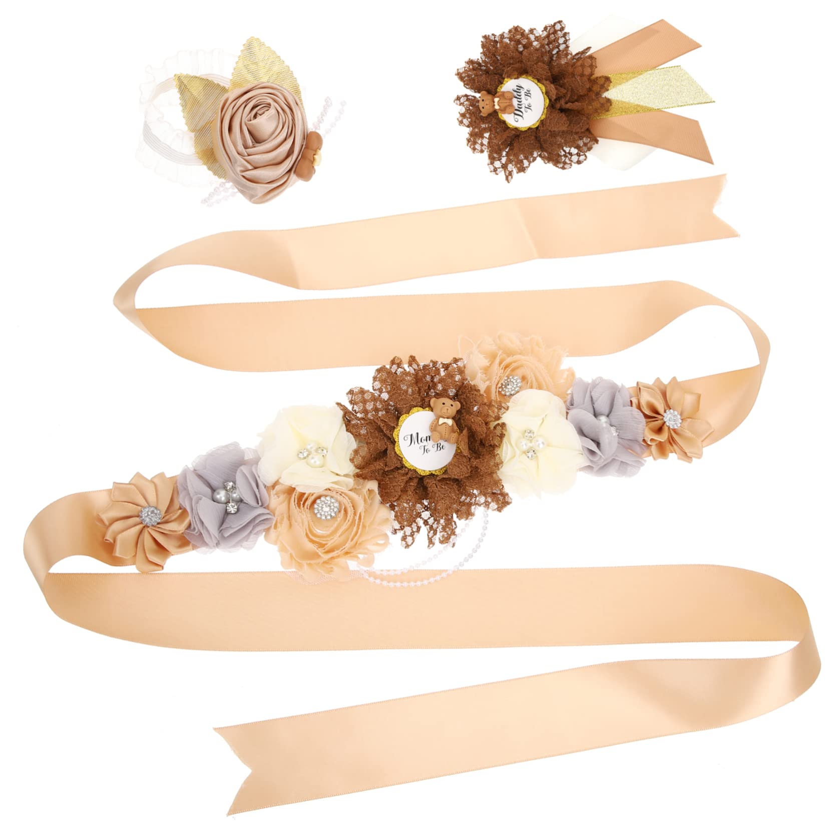 WOFASHPURET Gothic Mommy to Be Sash Pink Flower Belt for Baby Shower Sash Corsage Pin