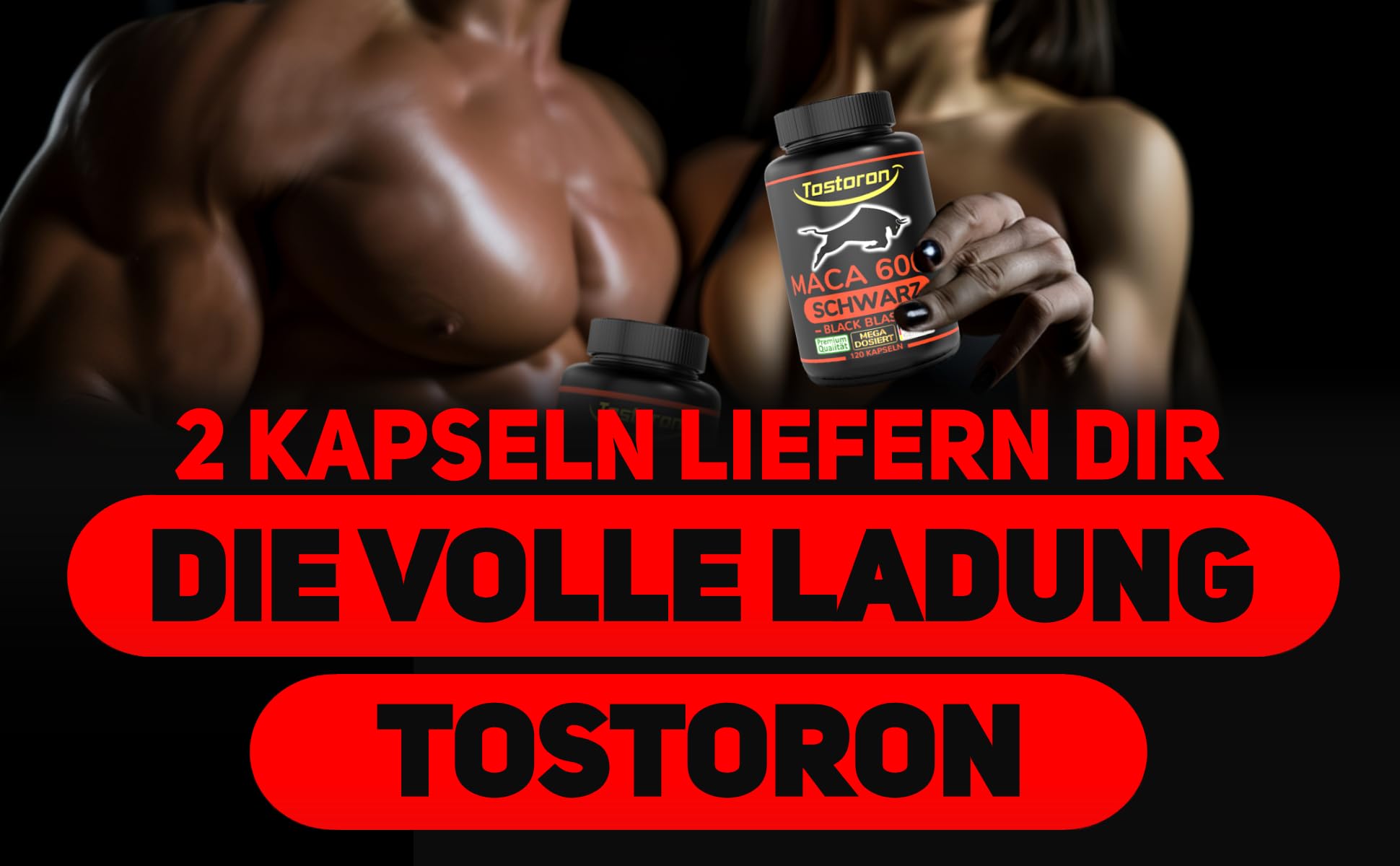 Tostoron MACA 6000 SCHWARZ HOCHDOSIERT 120 Kapseln, Tribulus, Cordyceps, Ginseng, Ginkgo, Pinienrinde, Vitamin C, Selen, Zink, 1 Dose (1x95,9g)