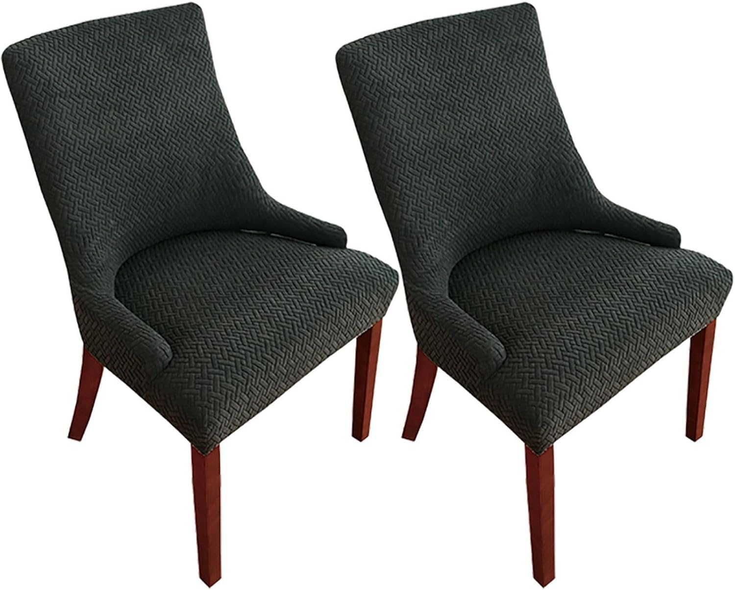 HACLEN Wingback Side Chair Slipcovers, Stretch Wingback Armchair Covers Reusable Kitchen Dining Chair Covers Washable Sloping Armchair Cover (black,Set of 2)