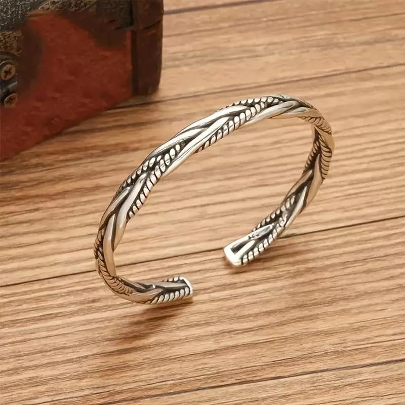 Pulsera abierta retorcida trenzada para hombre miniatura 4