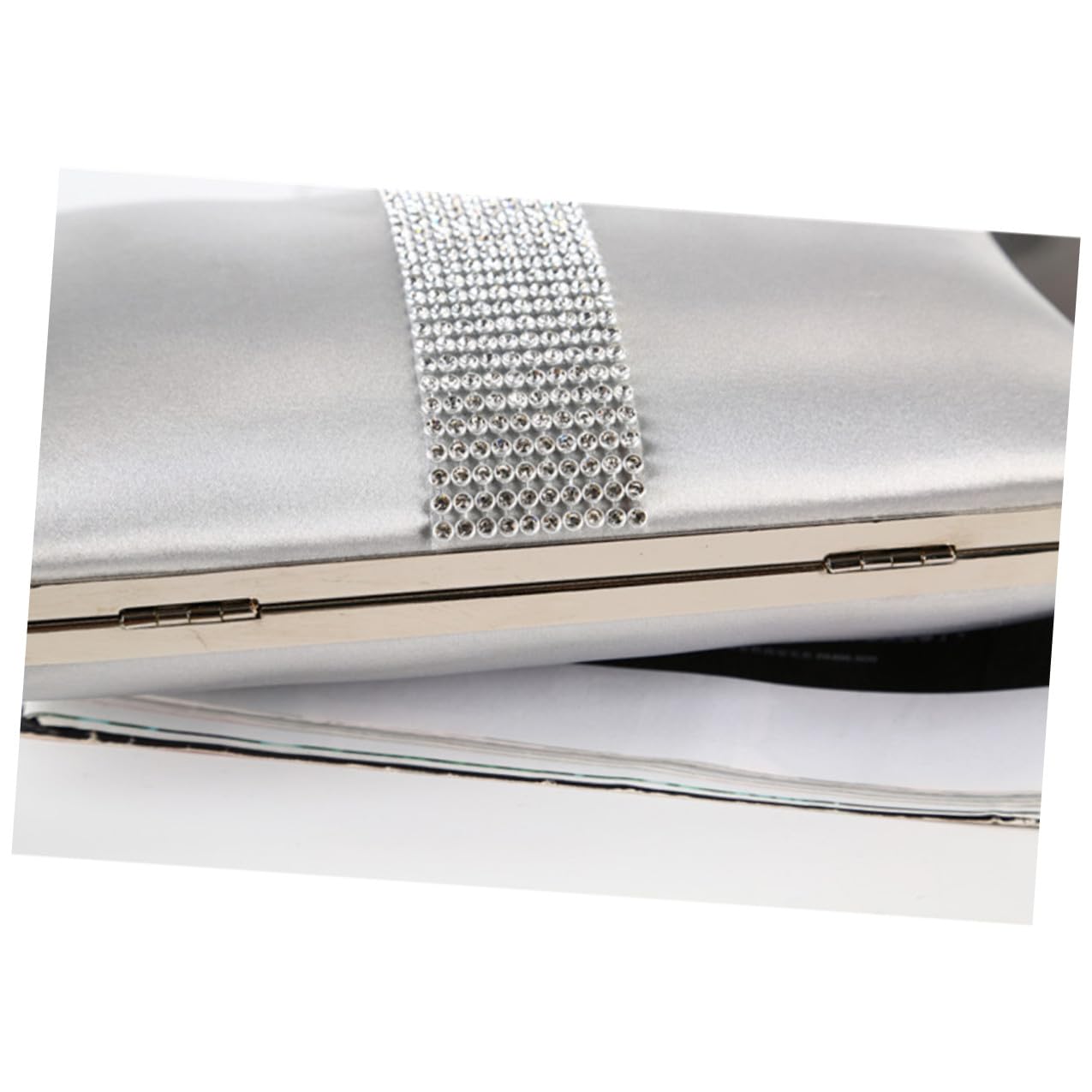 VALICLUD Pochette da Sera con Cristalli Argento, Design Cuscino Classico