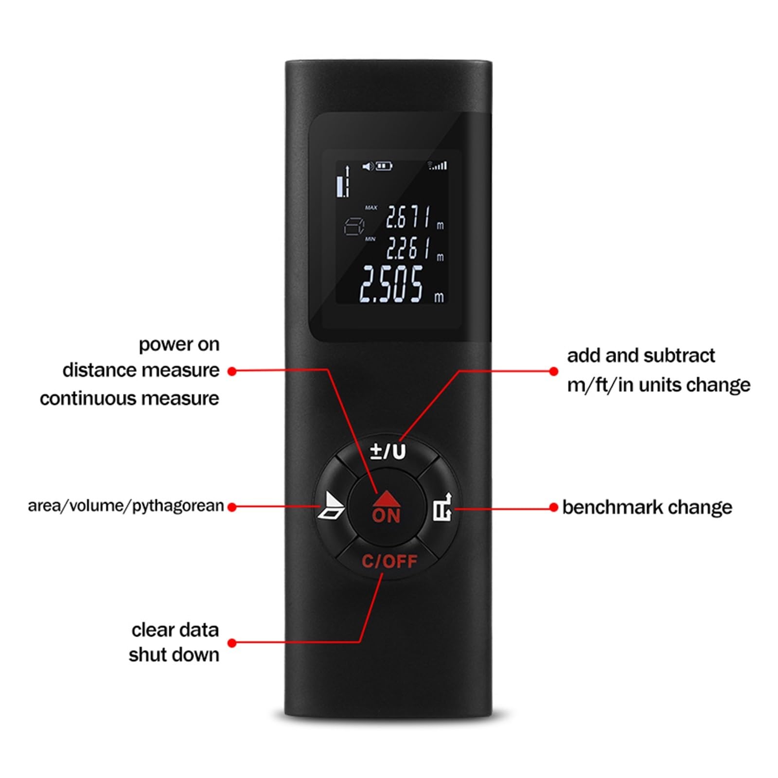 Mini medidor de Distancia láser 40M 60M Medida telémetro infrarrojo USB Recargable portátil de Mano láser telémetro Cinta Alta precisión(JQ40 40M)