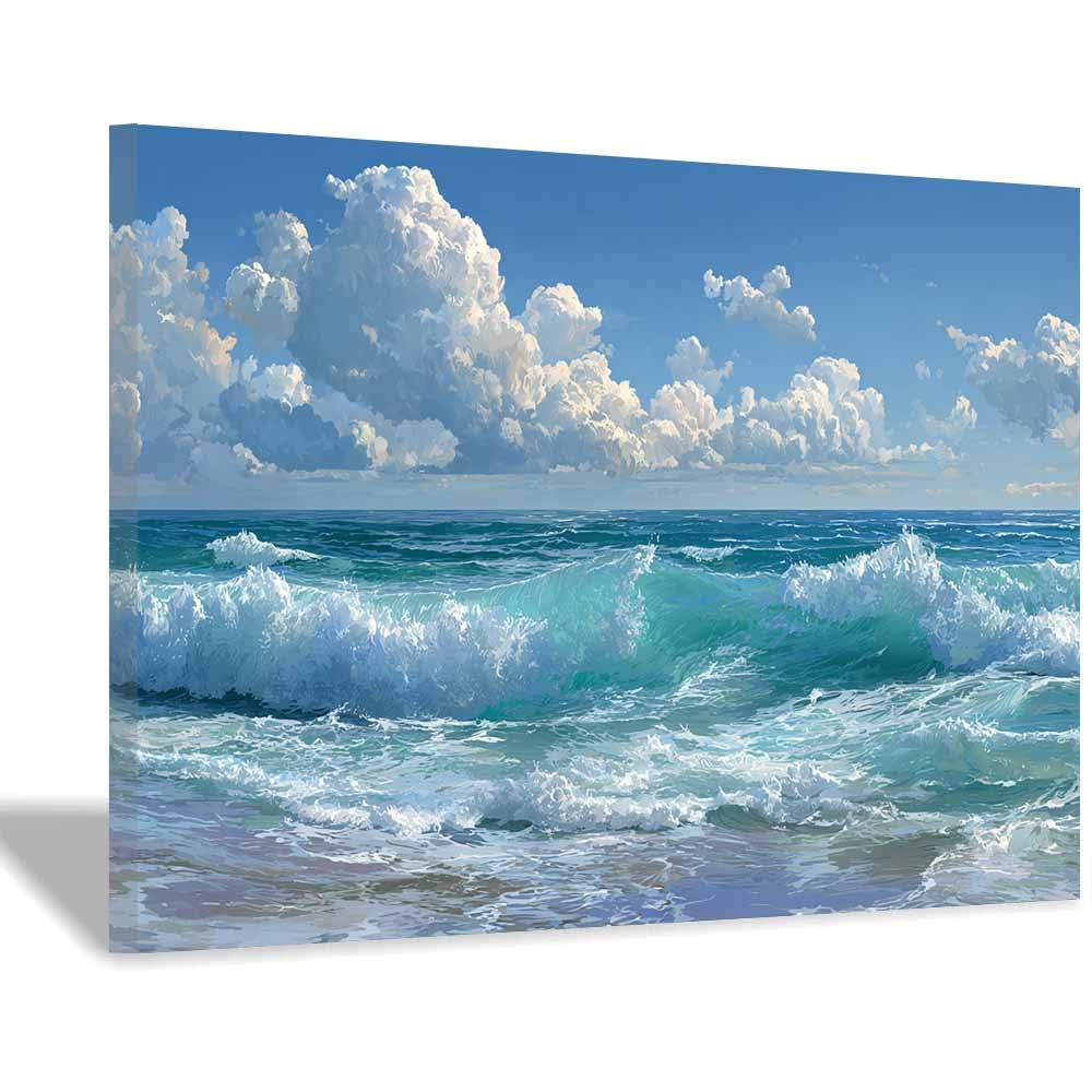 DMZPKZB Landscape Wall Art Clear Skies Ocean Viewss Landscape Picture Artwork Prints,Vintage Poster Decor,For Living Room,Bedroom,kitchen,Office,Corridor(Multicolor)-70x100cm Framed