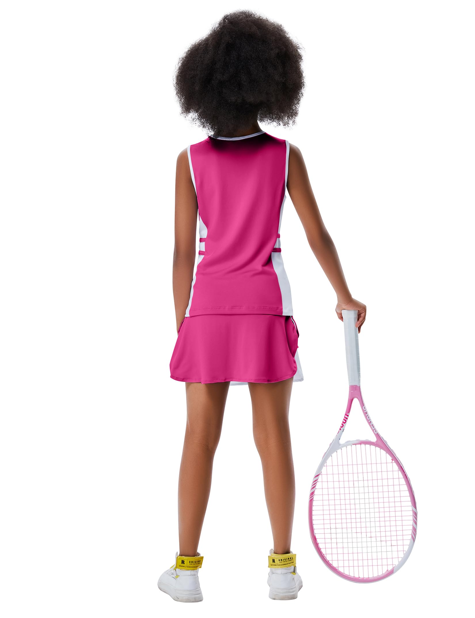 Tennis- und Golfkleid für Mädchen, ärmelloses Tanktop und Skorts, Sportrock mit Shorts und Taschen, 3–12 Jahre