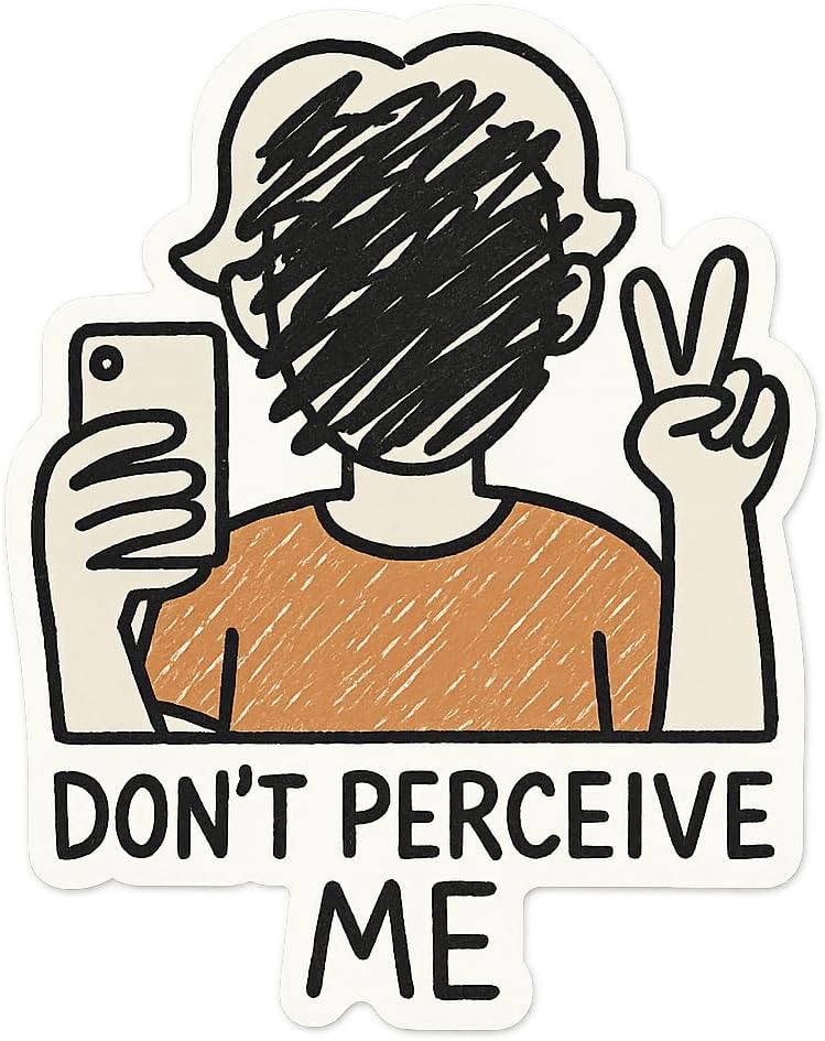 Perfect Selfie Doodle Defacement Sticker (2.5" x 3.25")