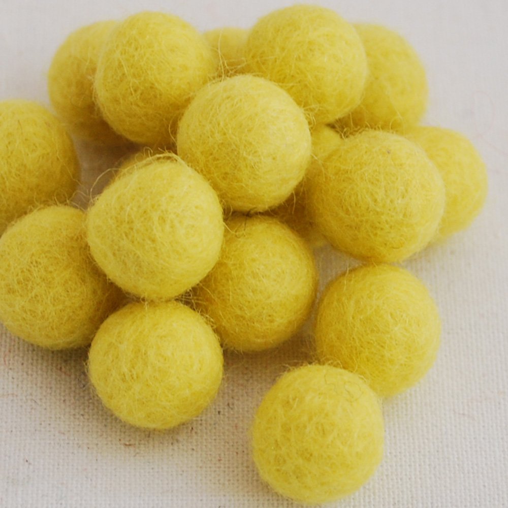 Oriental Direct Yellow 100% Wool Felt Balls - 1.5Cm - 10 Felt Balls